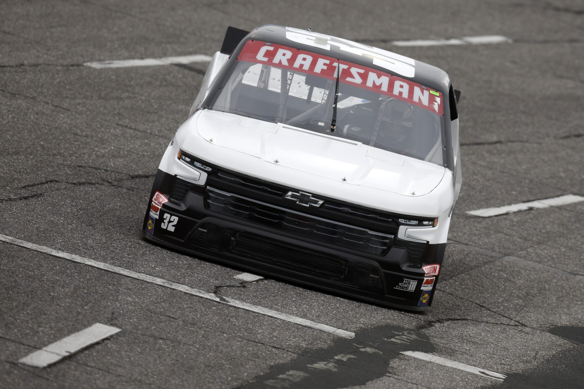NORTH WILKESBORO, NORTH CAROLINA - MAY 20: Bret Holmes, driver of the #32 Bret Holmes Racing Chevrolet, drives during qualifying for the NASCAR Craftsman Truck Series Tyson 250 at North Wilkesboro Speedway on May 20, 2023 in North Wilkesboro, North Carolina. (Photo by Sean Gardner/Getty Images) | Getty Images