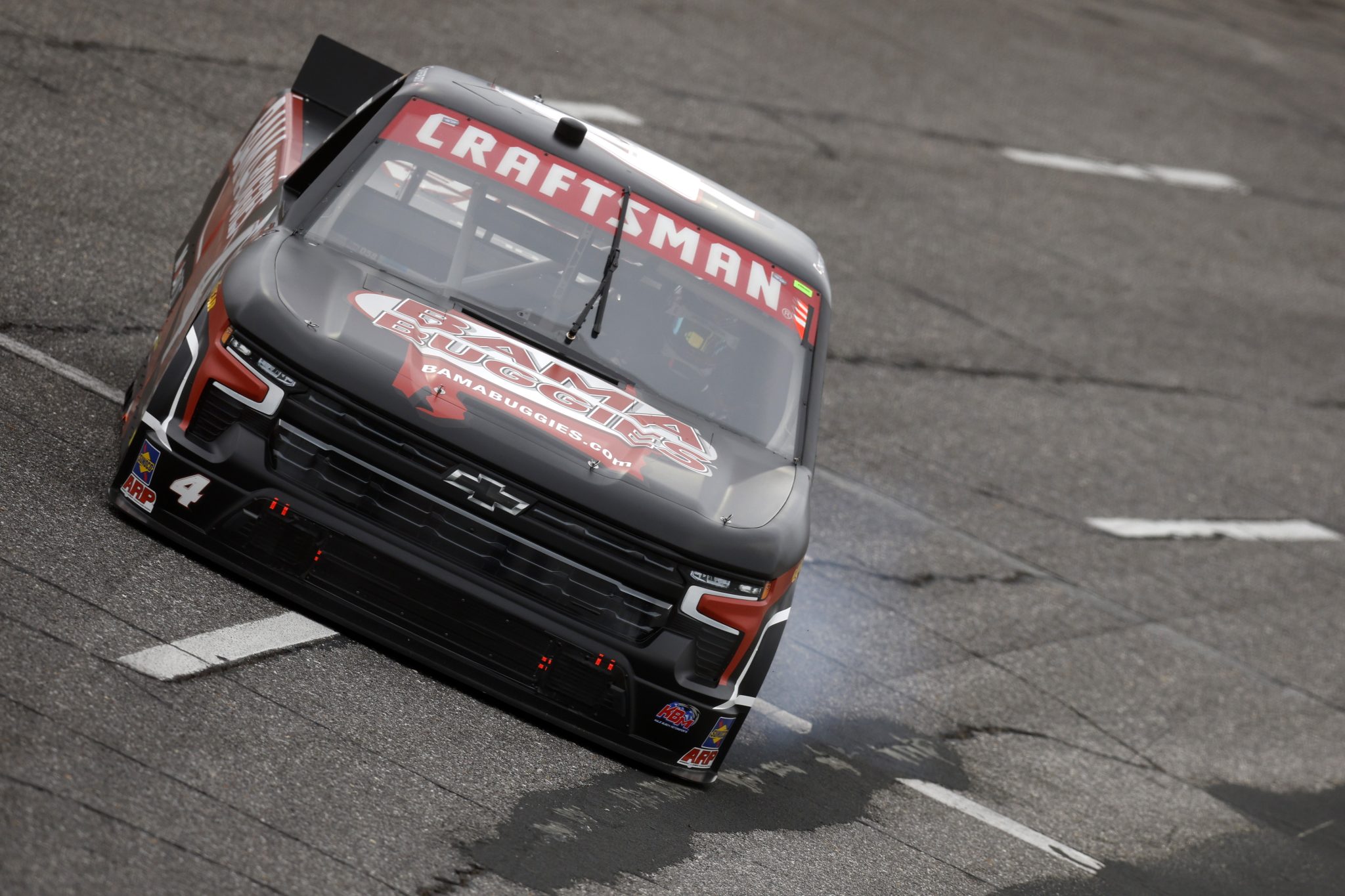NORTH WILKESBORO, NORTH CAROLINA - MAY 20: Chase Purdy, driver of the #4 Bama Buggies Chevrolet, drives during qualifying for the NASCAR Craftsman Truck Series Tyson 250 at North Wilkesboro Speedway on May 20, 2023 in North Wilkesboro, North Carolina. (Photo by Sean Gardner/Getty Images) | Getty Images