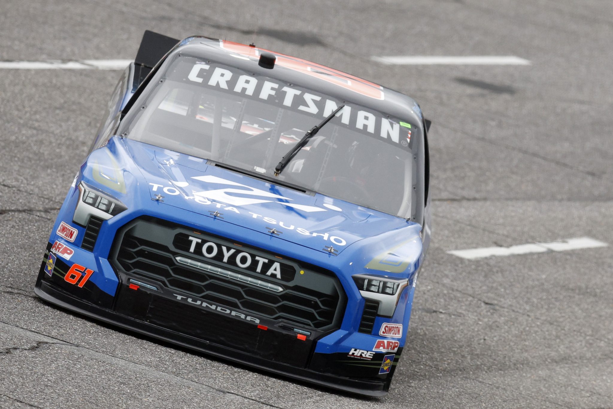 NORTH WILKESBORO, NORTH CAROLINA - MAY 20: Christopher Bell, driver of the #61 Toyota Tsusho Toyota, drives during qualifying for the NASCAR Craftsman Truck Series Tyson 250 at North Wilkesboro Speedway on May 20, 2023 in North Wilkesboro, North Carolina. (Photo by Sean Gardner/Getty Images) | Getty Images