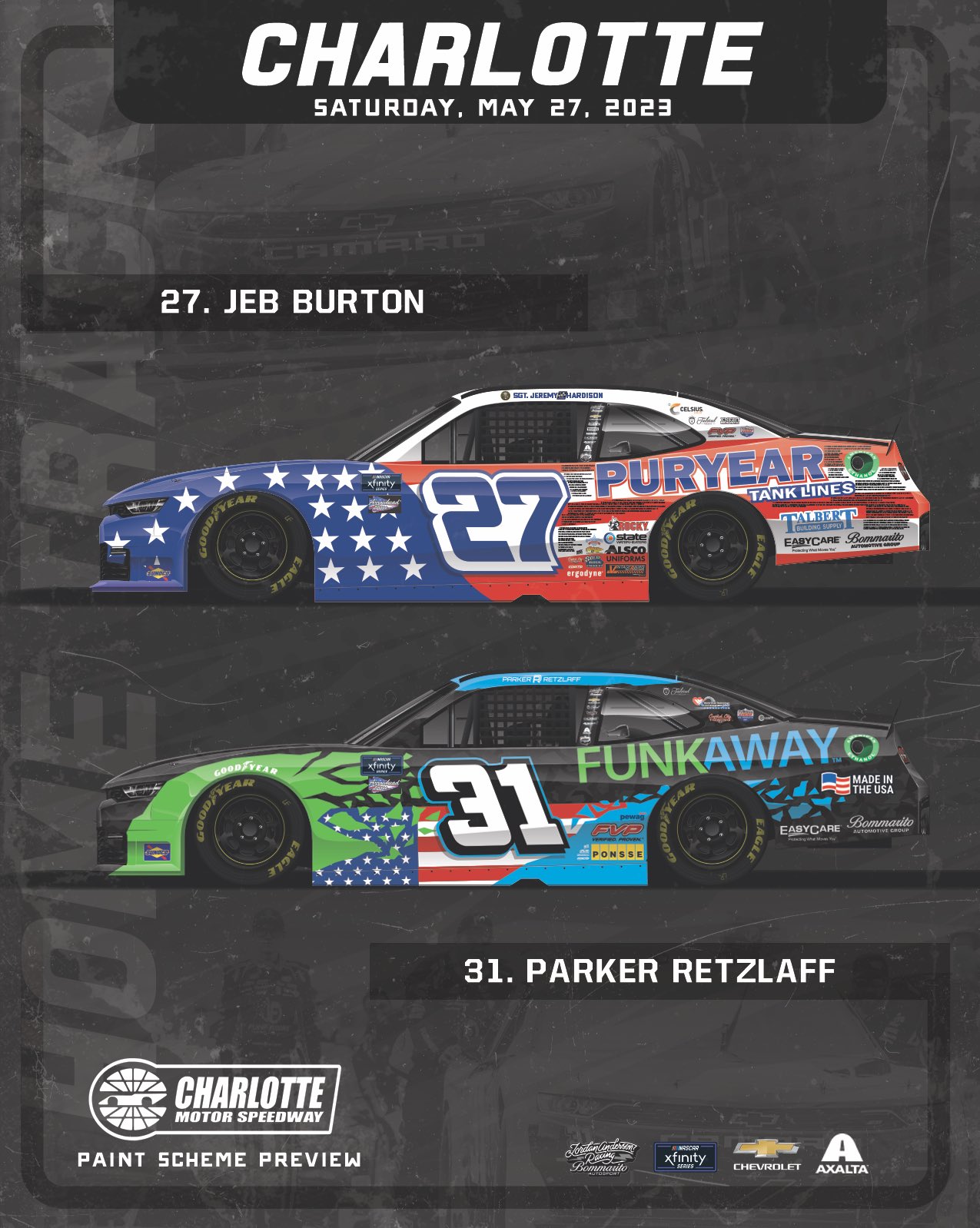 Jeb Burton, Parker Retzlaff Charlotte Scheme
