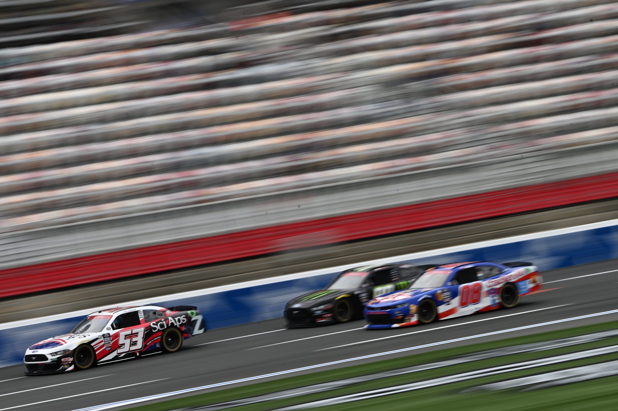 CONCORD, NORTH CAROLINA - MAY 26: CJ McLaughlin, driver of the #53 Sci-Aps Ford, drives during practice for the NASCAR Xfinity Series Alsco Uniforms 300 at Charlotte Motor Speedway on May 26, 2023 in Concord, North Carolina. (Photo by Logan Riely/Getty Images) | Getty Images