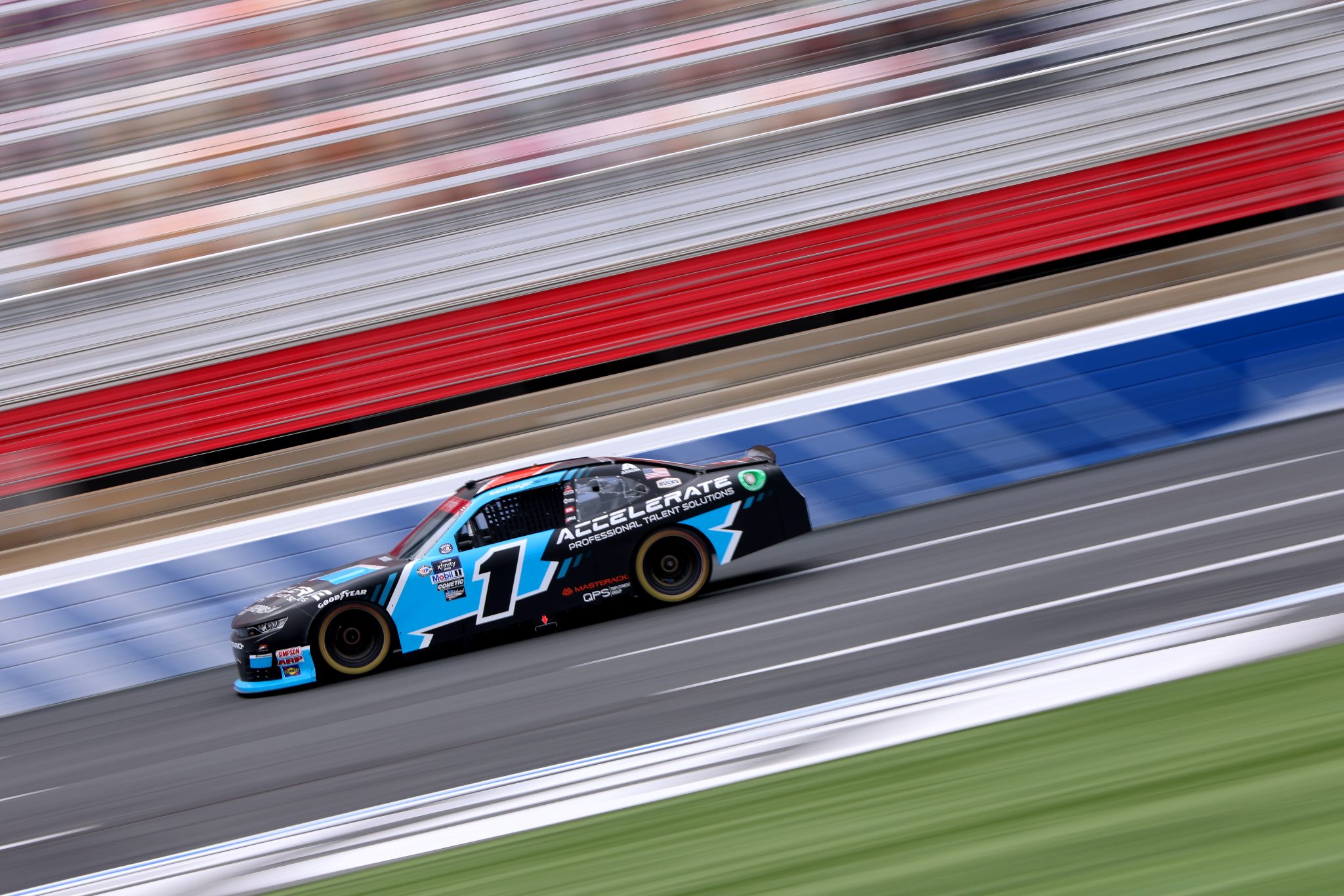 CONCORD, NORTH CAROLINA - MAY 26: Sam Mayer, driver of the #1 Accelerate Pros Talent Chevrolet, drives during practice for the NASCAR Xfinity Series Alsco Uniforms 300 at Charlotte Motor Speedway on May 26, 2023 in Concord, North Carolina. (Photo by David Jensen/Getty Images) | Getty Images