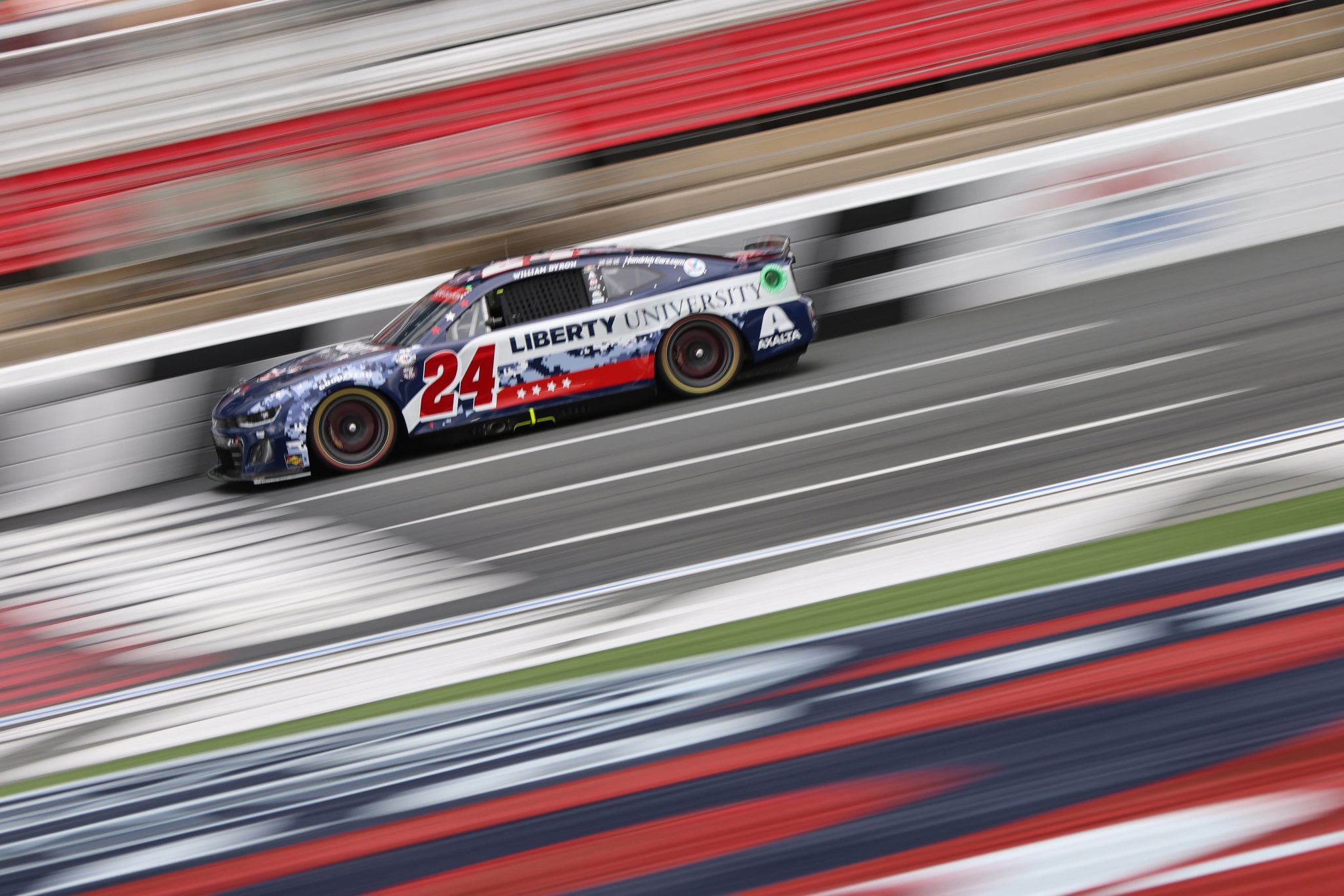 CONCORD, NORTH CAROLINA - MAY 29: William Byron, driver of the #24 Liberty University Patriotic Chevrolet, drives during the NASCAR Cup Series Coca-Cola 600 at Charlotte Motor Speedway on May 29, 2023 in Concord, North Carolina. (Photo by David Jensen/Getty Images) | Getty Images