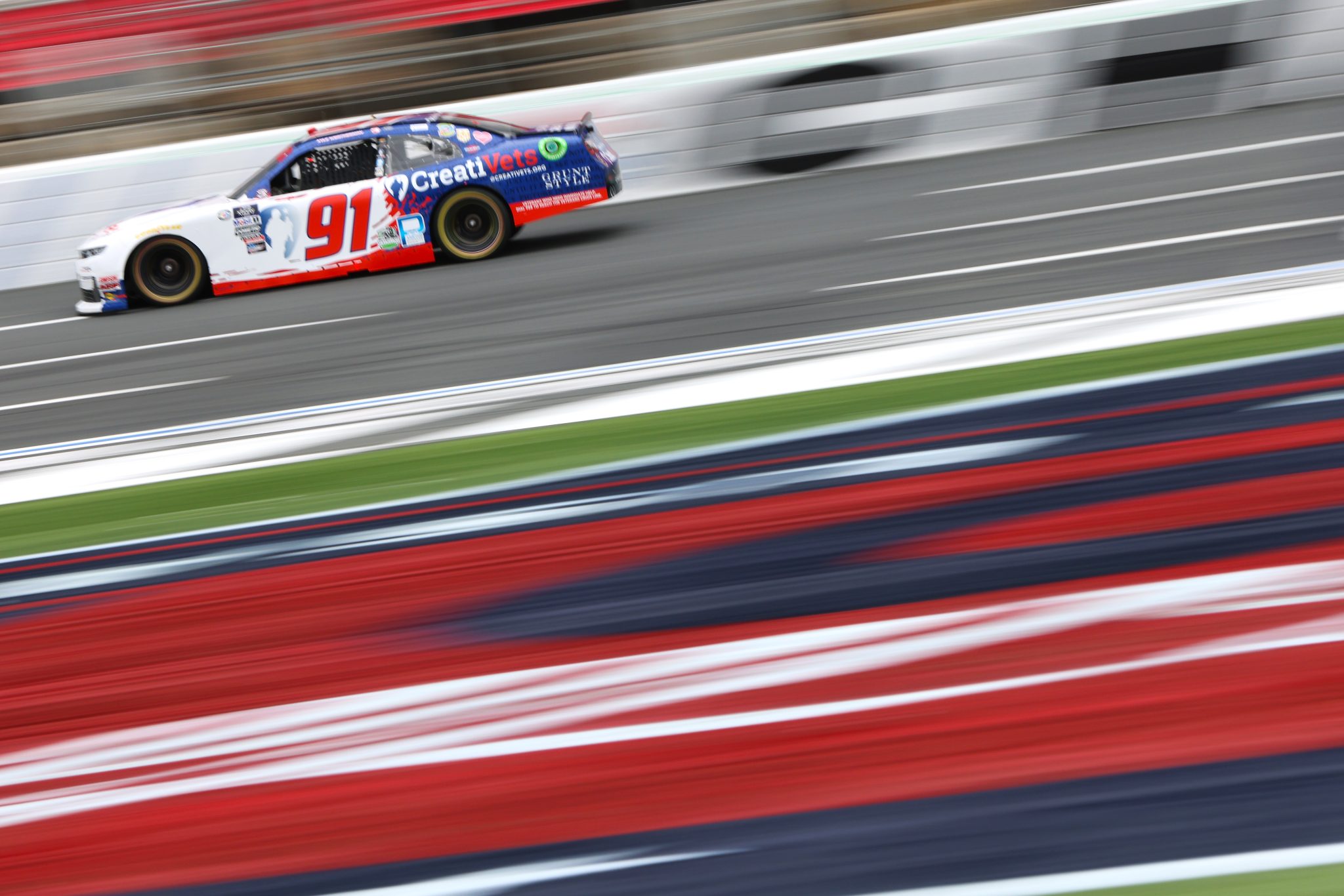 CONCORD, NORTH CAROLINA - MAY 29: Kyle Weatherman, driver of the #91 CreatiVets Chevrolet, drives during the NASCAR Xfinity Series Alsco Uniforms 300 at Charlotte Motor Speedway on May 29, 2023 in Concord, North Carolina. (Photo by David Jensen/Getty Images) | Getty Images