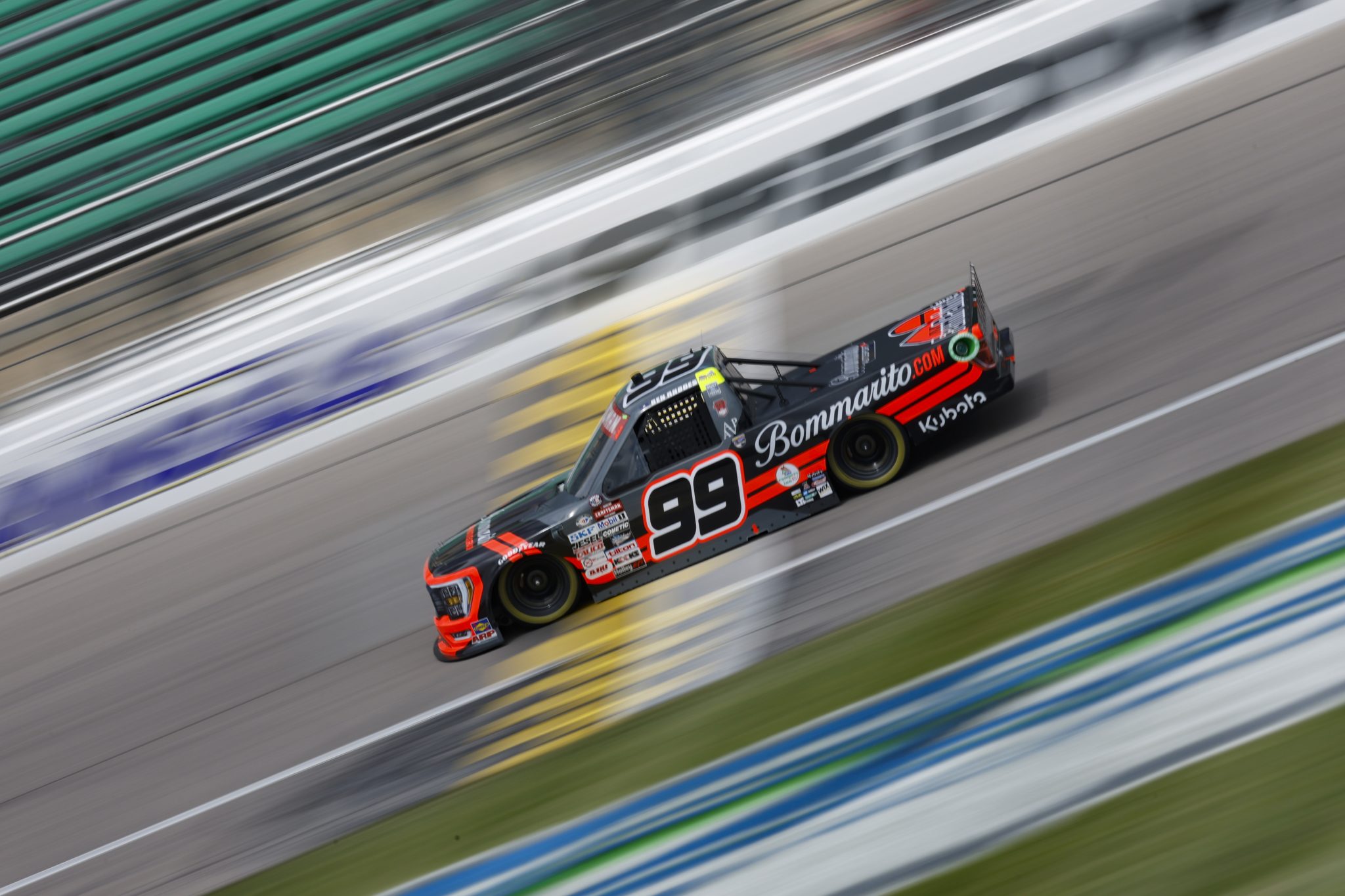 KANSAS CITY, KANSAS - MAY 06: Ben Rhodes, driver of the #99 Bommarito Ford drives during practice for the NASCAR Craftsman Truck Series Heart of America 200 at Kansas Speedway on May 06, 2023 in Kansas City, Kansas. (Photo by Sean Gardner/Getty Images) | Getty Images