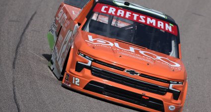 KANSAS CITY, KANSAS - MAY 06: Spencer Boyd, driver of the #12 Burco Chevrolet drives during practice for the NASCAR Craftsman Truck Series Heart of America 200 at Kansas Speedway on May 06, 2023 in Kansas City, Kansas. (Photo by Jonathan Bachman/Getty Images) | Getty Images