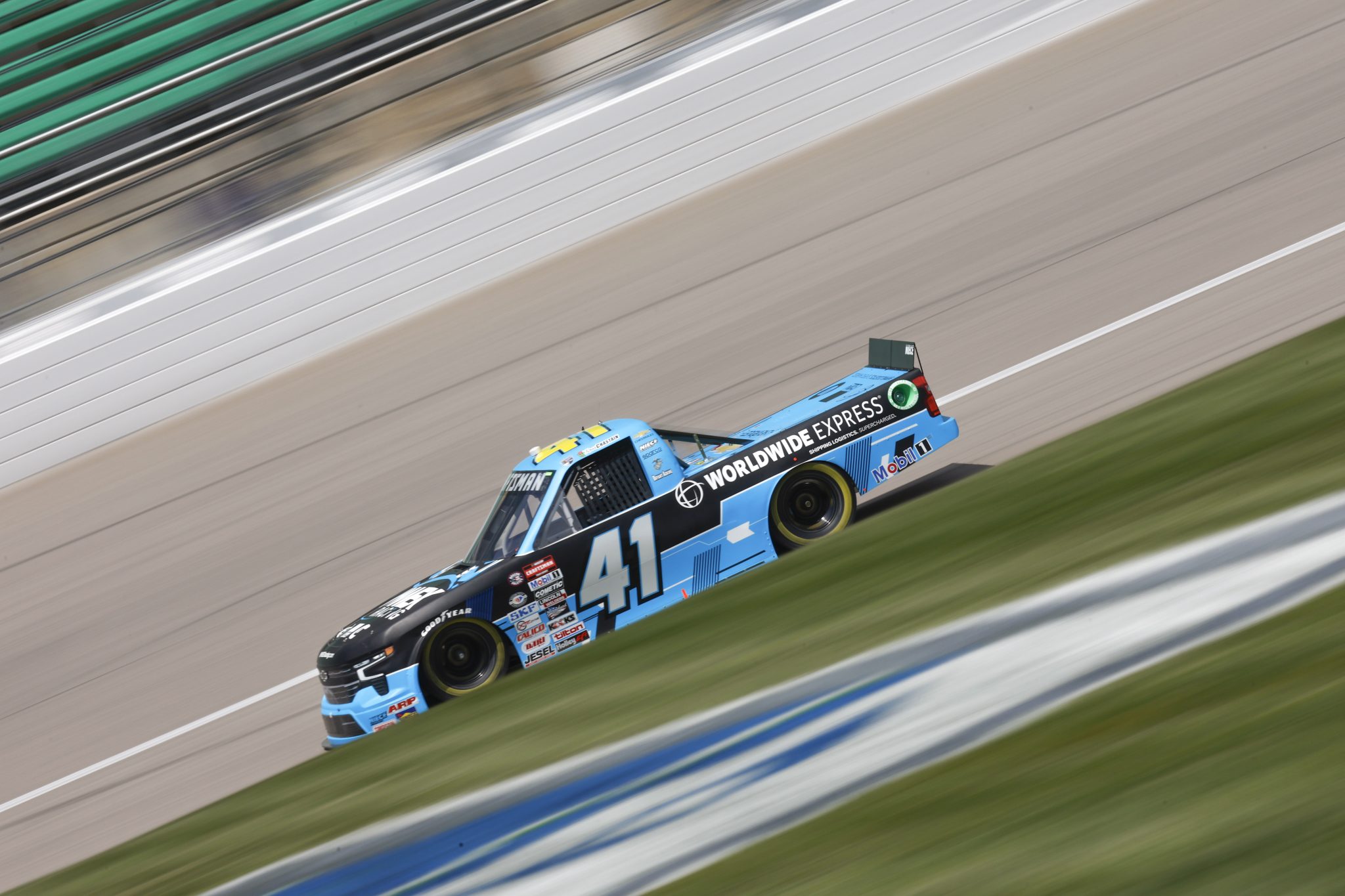 KANSAS CITY, KANSAS - MAY 06: Ross Chastain, driver of the #41 Worldwide Express Chevrolet drives during qualifying for the NASCAR Craftsman Truck Series Heart of America 200 at Kansas Speedway on May 06, 2023 in Kansas City, Kansas. (Photo by Sean Gardner/Getty Images) | Getty Images