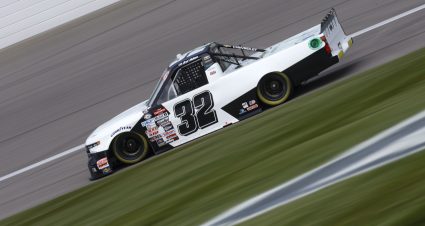 KANSAS CITY, KANSAS - MAY 06: Bret Holmes, driver of the #32 Bret Holmes Racing Chevrolet drives during qualifying for the NASCAR Craftsman Truck Series Heart of America 200 at Kansas Speedway on May 06, 2023 in Kansas City, Kansas. (Photo by Sean Gardner/Getty Images) | Getty Images