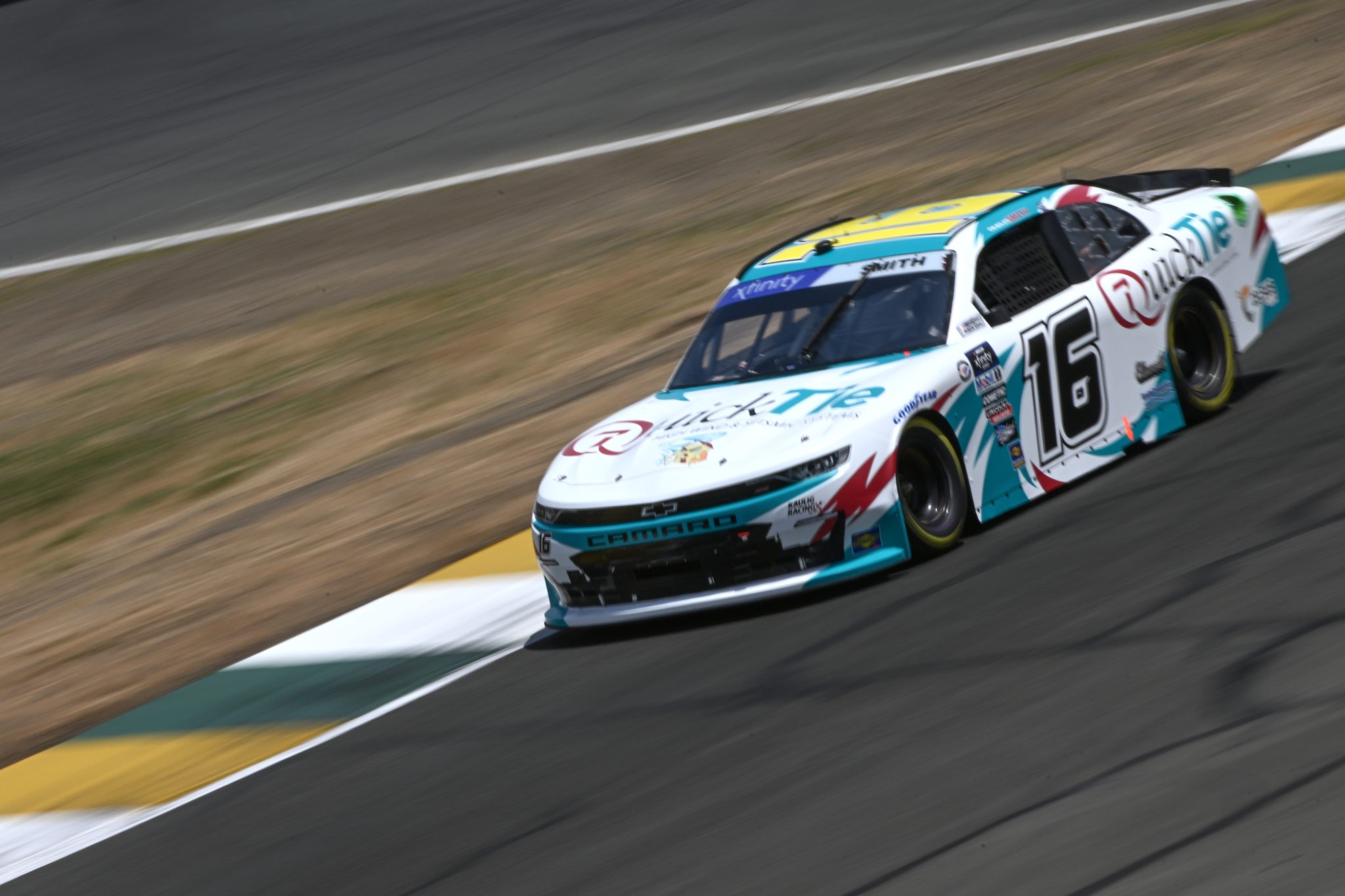 SONOMA, CALIFORNIA - JUNE 10: Chandler Smith, driver of the #16 Quick Tie Products Inc. Chevrolet, drives during qualifying for the NASCAR Xfinity Series DoorDash 250 at Sonoma Raceway on June 10, 2023 in Sonoma, California. (Photo by Logan Riely/Getty Images) | Getty Images