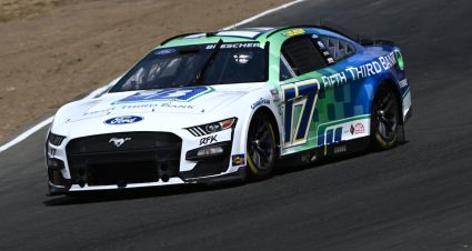 SONOMA, CALIFORNIA - JUNE 10: Chris Buescher, driver of the #17 Fifth Third Bank Ford, drives during practice for the NASCAR Cup Series Toyota / Save Mart 350 at Sonoma Raceway on June 10, 2023 in Sonoma, California. (Photo by Logan Riely/Getty Images) | Getty Images