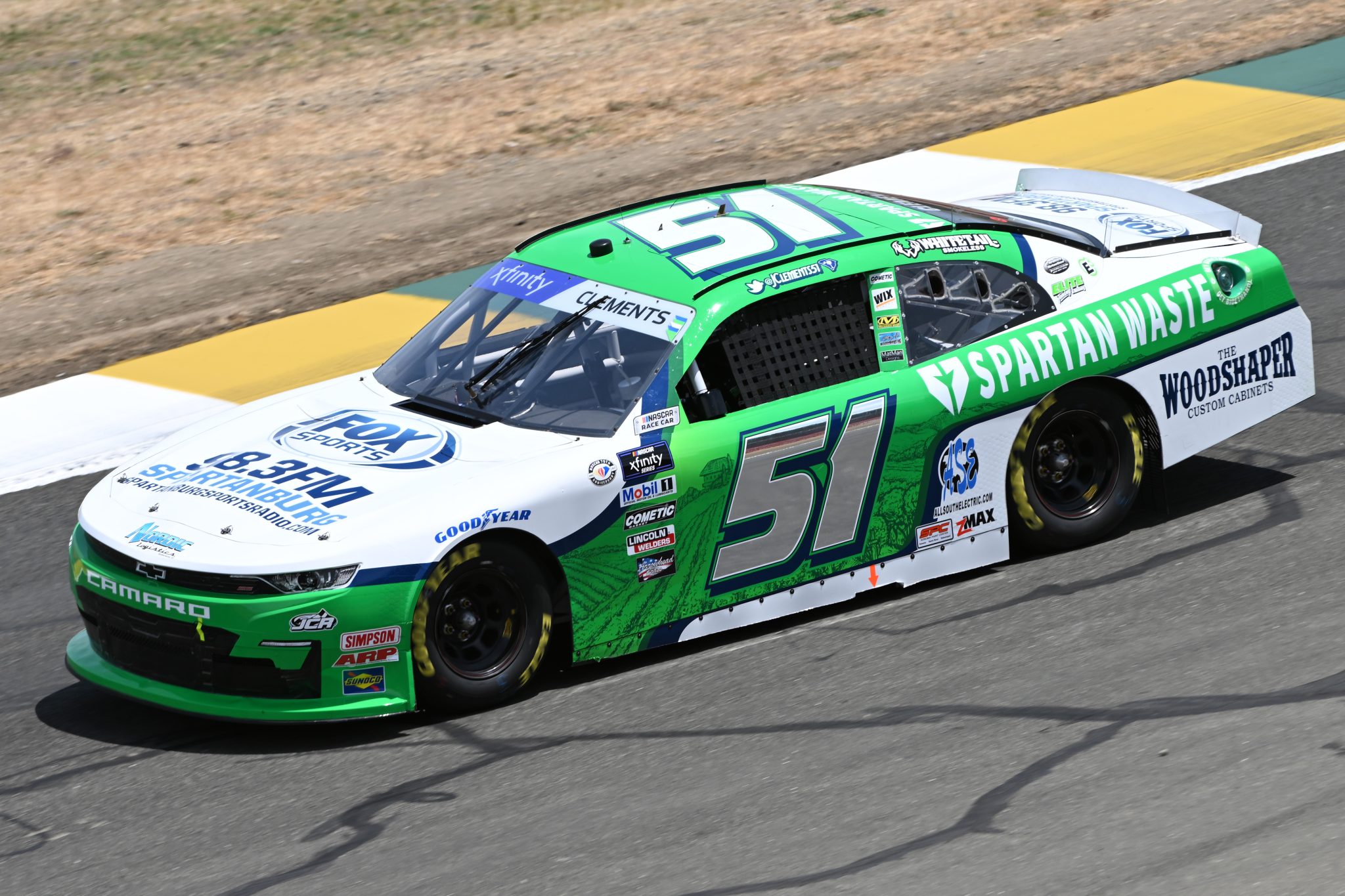 SONOMA, CALIFORNIA - JUNE 10: Jeremy Clements, driver of the #51 Fox Sports/Spartan Waste Chevrolet, drives during qualifying for the NASCAR Xfinity Series DoorDash 250 at Sonoma Raceway on June 10, 2023 in Sonoma, California. (Photo by Logan Riely/Getty Images) | Getty Images
