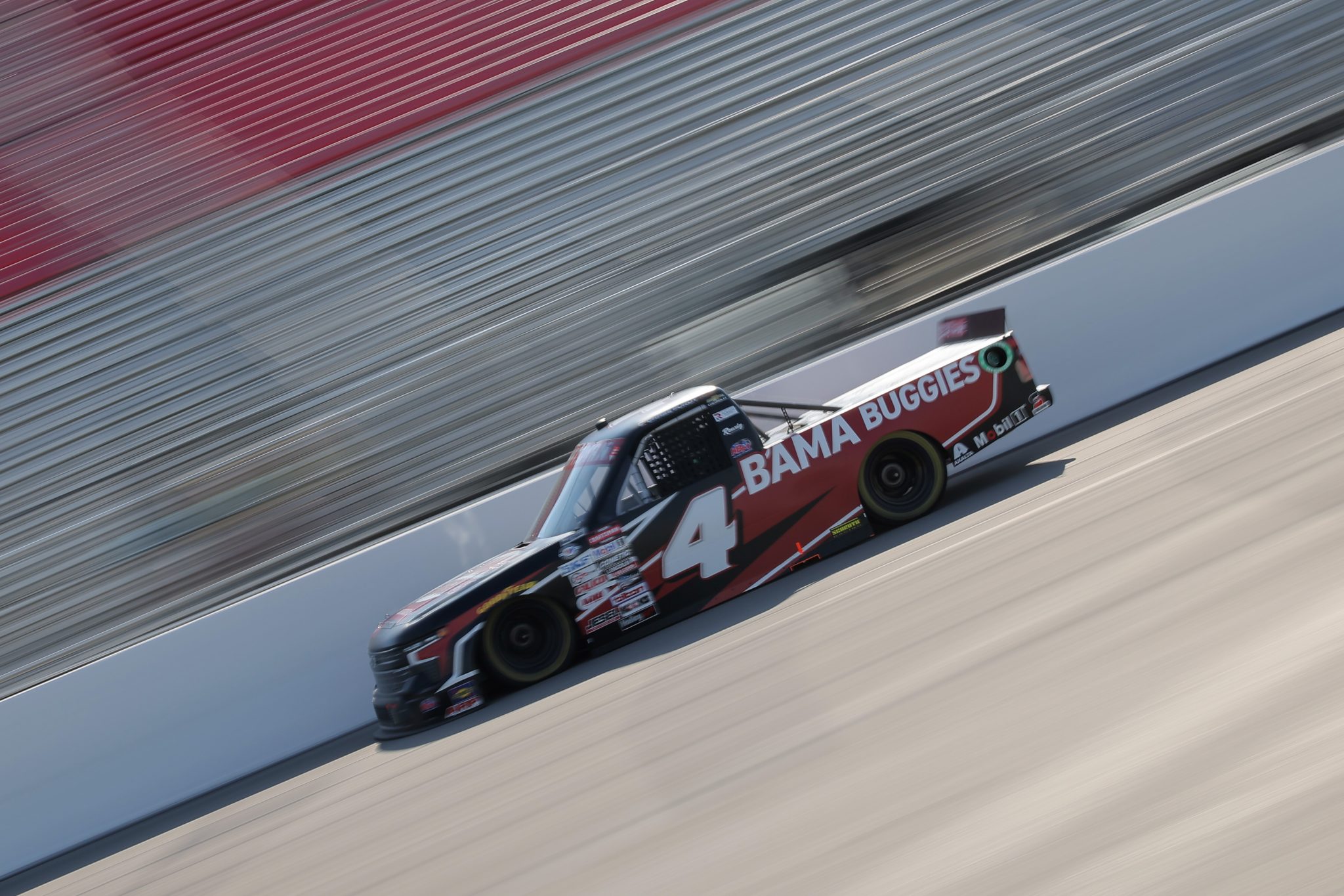 MADISON, ILLINOIS - JUNE 02: Chase Purdy, driver of the #4 Bama Buggies Chevrolet, drives during practice for the NASCAR Craftsman Truck Series Toyota 200 at WWT Raceway on June 02, 2023 in Madison, Illinois. (Photo by Jonathan Bachman/Getty Images) | Getty Images