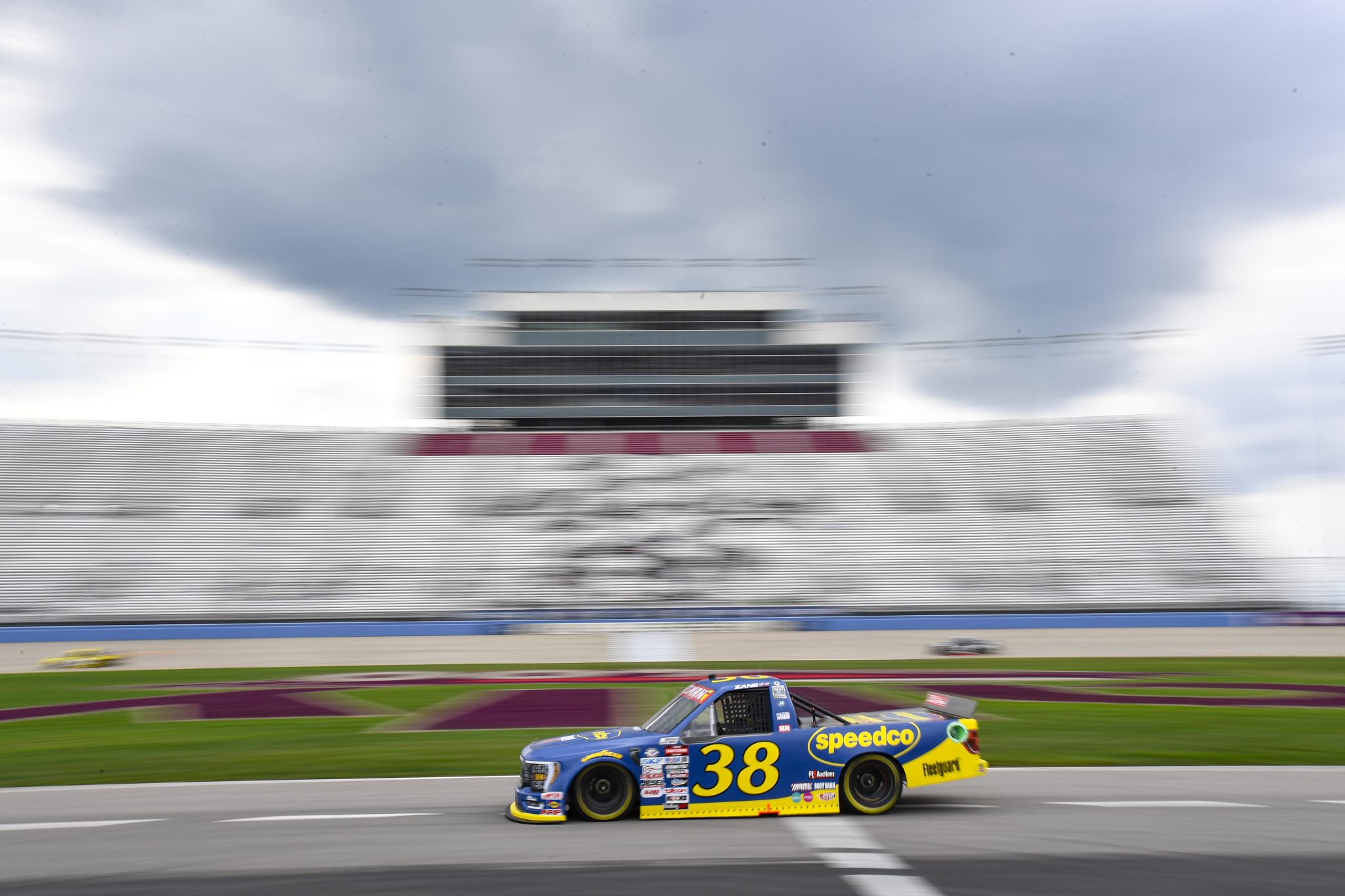 LEBANON, TENNESSEE - JUNE 23: Zane Smith, driver of the #38 Speedco/Fleetguard Ford, drives during practice for the NASCAR Craftsman Truck Series Rackley Roofing 200 at Nashville Superspeedway on June 23, 2023 in Lebanon, Tennessee. (Photo by Logan Riely/Getty Images) | Getty Images