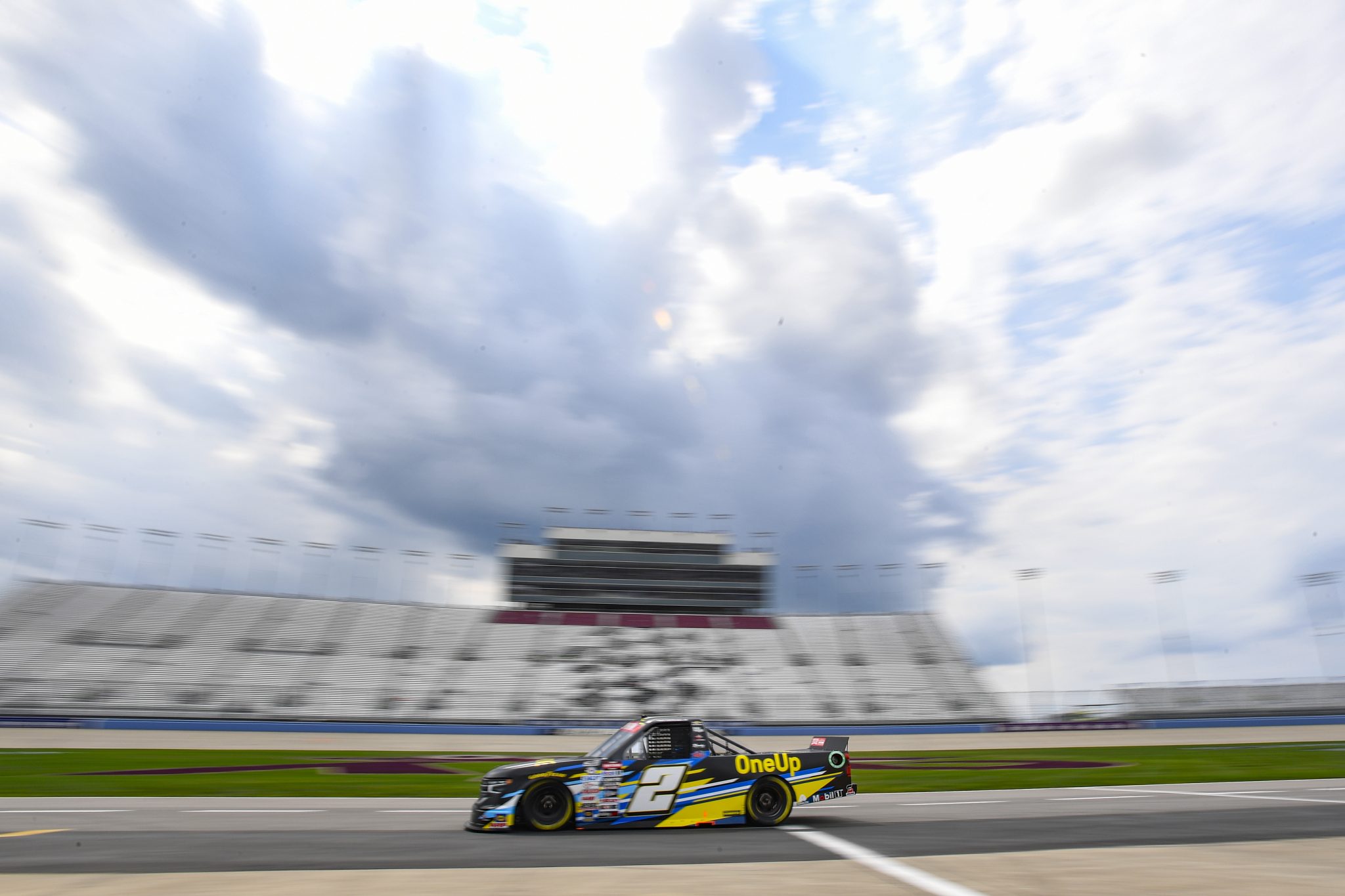 LEBANON, TENNESSEE - JUNE 23: Nick Sanchez, driver of the #2 Gainbridge Chevrolet, drives during practice for the NASCAR Craftsman Truck Series Rackley Roofing 200 at Nashville Superspeedway on June 23, 2023 in Lebanon, Tennessee. (Photo by Logan Riely/Getty Images) | Getty Images