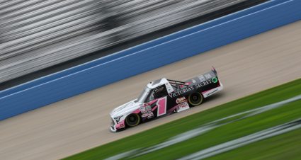 LEBANON, TENNESSEE - JUNE 23: Toni Breidinger, driver of the #1 Victoria's Secret Toyota, drives during qualifying for the NASCAR Craftsman Truck Series Rackley Roofing 200 at Nashville Superspeedway on June 23, 2023 in Lebanon, Tennessee. (Photo by Meg Oliphant/Getty Images) | Getty Images