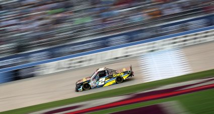 LEBANON, TENNESSEE - JUNE 23: Nick Sanchez, driver of the #2 Gainbridge Chevrolet, drives during the NASCAR Craftsman Truck Series Rackley Roofing 200 at Nashville Superspeedway on June 23, 2023 in Lebanon, Tennessee. (Photo by Meg Oliphant/Getty Images) | Getty Images