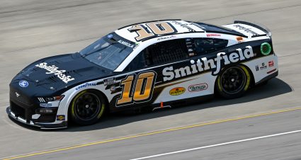 LEBANON, TENNESSEE - JUNE 24: Aric Almirola, driver of the #10 Smithfield Ford, drives during qualifying for the NASCAR Cup Series Ally 400 - Qualifying at Nashville Superspeedway on June 24, 2023 in Lebanon, Tennessee. (Photo by Logan Riely/Getty Images) | Getty Images
