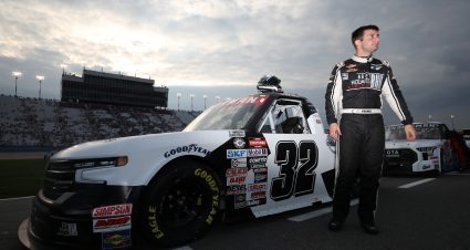 LEBANON, TENNESSEE - JUNE 23: Bret Holmes, driver of the #32 Benton Nissan/IMI Chevrolet, waits on the grid prior to the NASCAR Craftsman Truck Series Rackley Roofing 200 at Nashville Superspeedway on June 23, 2023 in Lebanon, Tennessee. (Photo by Meg Oliphant/Getty Images) | Getty Images