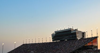 LEBANON, TENNESSEE - JUNE 25: A general view of of the grandstands as the sun sets during the NASCAR Cup Series Ally 400 at Nashville Superspeedway on June 25, 2023 in Lebanon, Tennessee. (Photo by Logan Riely/Getty Images) | Getty Images
