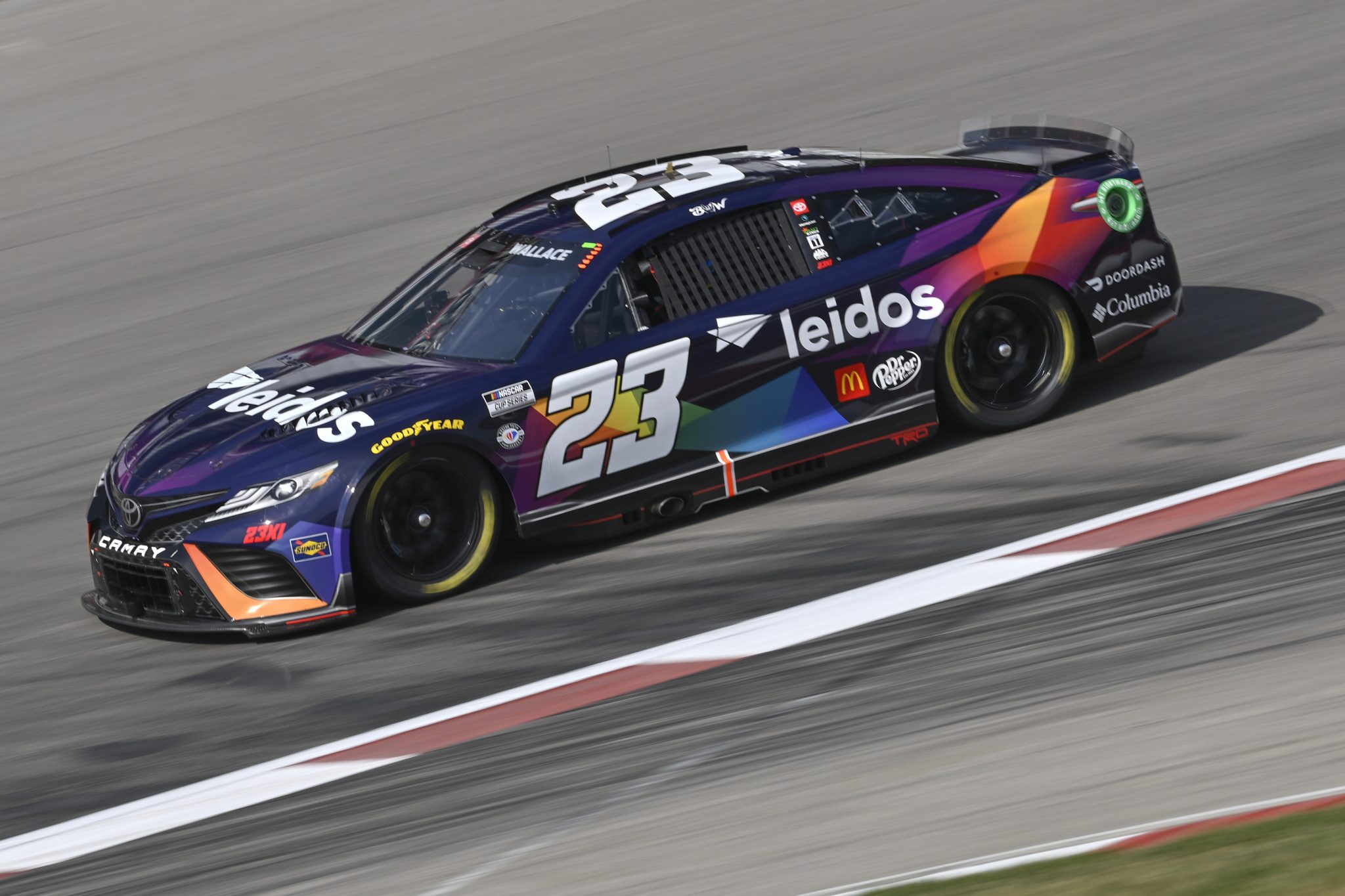 MADISON, ILLINOIS - JUNE 03: Bubba Wallace, driver of the #23 Leidos Toyota, drives during practice for the NASCAR Cup Series Enjoy Illinois 300 at WWT Raceway on June 03, 2023 in Madison, Illinois. (Photo by Jeff Curry/Getty Images) | Getty Images