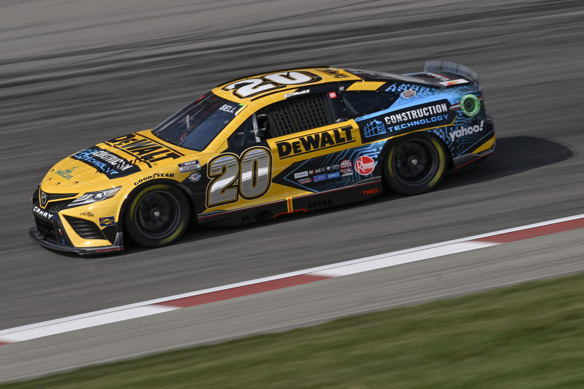 MADISON, ILLINOIS - JUNE 03: Christopher Bell, driver of the #20 DeWalt Construction Technology Toyota, drives during practice for the NASCAR Cup Series Enjoy Illinois 300 at WWT Raceway on June 03, 2023 in Madison, Illinois. (Photo by Jeff Curry/Getty Images) | Getty Images
