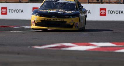 PORTLAND, OREGON - JUNE 03: Garrett Smithley, driver of the #4 DozerWinchParts.com Chevrolet, drives during practice for the NASCAR Xfinity Series Pacific Office Automation 147 at Portland International Raceway on June 03, 2023 in Portland, Oregon. (Photo by James Gilbert/Getty Images) | Getty Images