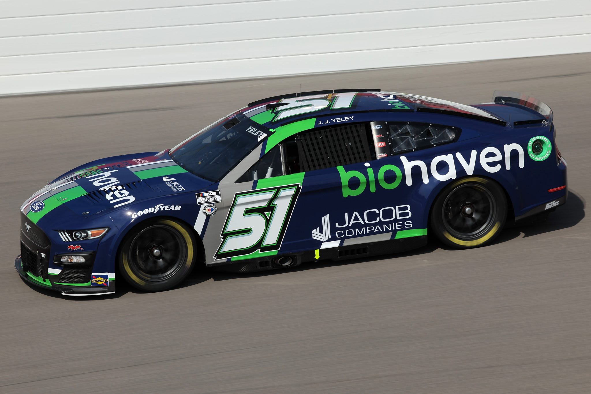 MADISON, ILLINOIS - JUNE 03: JJ Yeley, driver of the #51 Biohaven/Jacob Co. Ford, drives during practice for the NASCAR Cup Series Enjoy Illinois 300 at WWT Raceway on June 03, 2023 in Madison, Illinois. (Photo by Jonathan Bachman/Getty Images) | Getty Images