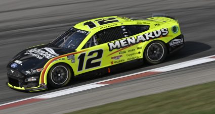 MADISON, ILLINOIS - JUNE 03: Ryan Blaney, driver of the #12 Menards/Richmond Water Heaters Ford, drives during practice for the NASCAR Cup Series Enjoy Illinois 300 at WWT Raceway on June 03, 2023 in Madison, Illinois. (Photo by Jeff Curry/Getty Images) | Getty Images