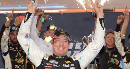 MADISON, ILLINOIS - JUNE 04: Kyle Busch, driver of the #8 3CHI Chevrolet, celebrates in victory lane after winning the NASCAR Cup Series Enjoy Illinois 300 at WWT Raceway on June 04, 2023 in Madison, Illinois. (Photo by Jonathan Bachman/Getty Images) | Getty Images