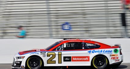 Harrison Burton’s 2023 #21 Motorcraft / Quick Lane Ford paint scheme.