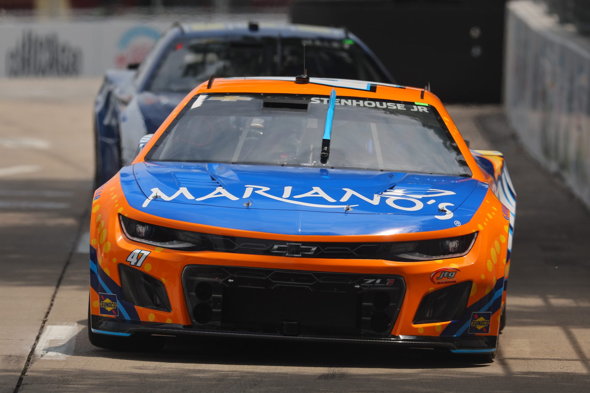 CHICAGO, ILLINOIS - JULY 01: Ricky Stenhouse Jr., driver of the #47 Mariano's/SunnyD Chevrolet, drives during practice for the NASCAR Cup Series Grant Park 220 at the Chicago Street Course on July 01, 2023 in Chicago, Illinois. (Photo by Michael Reaves/Getty Images) | Getty Images