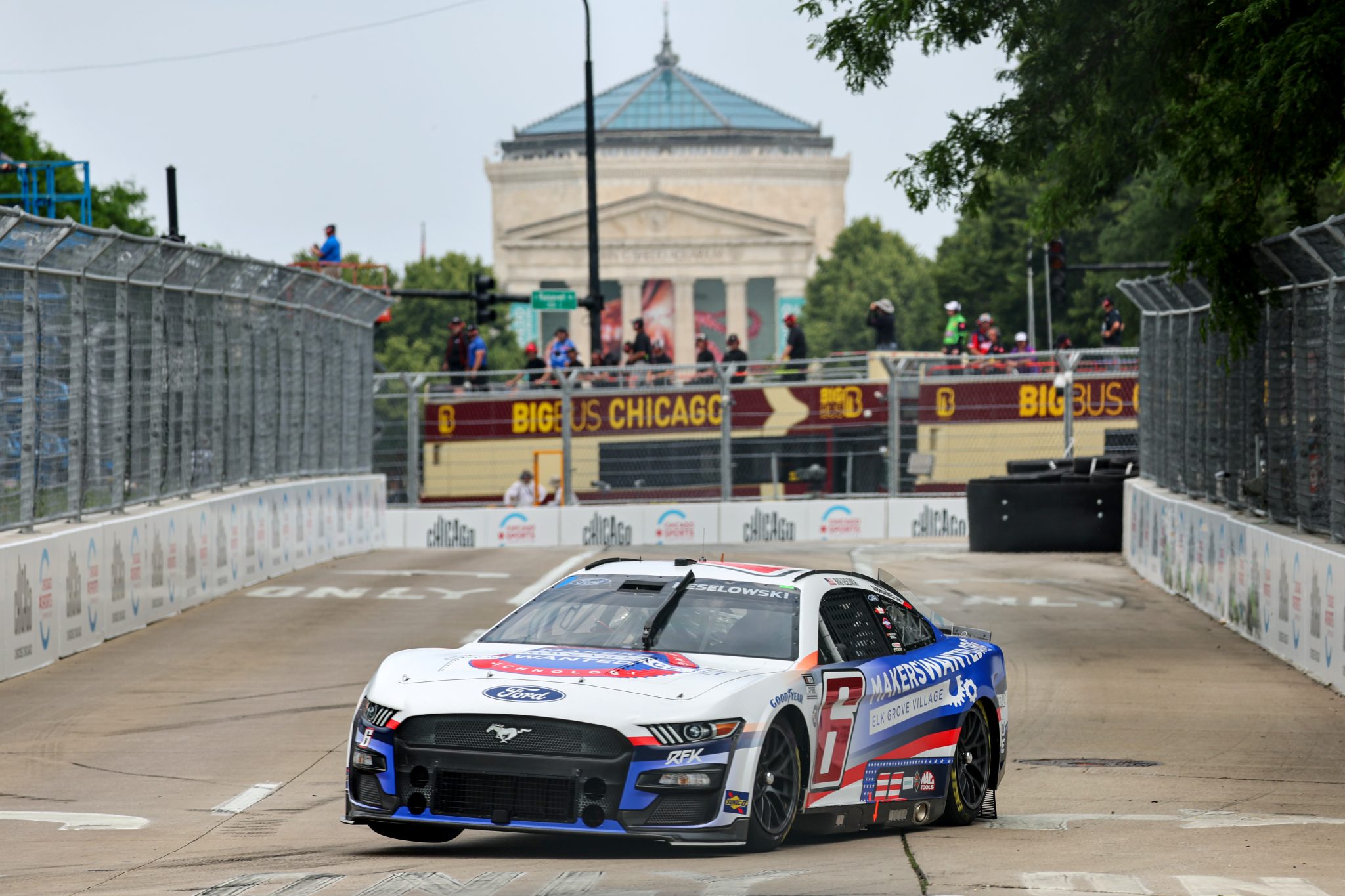 CHICAGO, ILLINOIS - JULY 01: Brad Keselowski, driver of the #6 Elk Grove Village Ford, drives during practice for the NASCAR Cup Series Grant Park 220 at the Chicago Street Course on July 01, 2023 in Chicago, Illinois. (Photo by Michael Reaves/Getty Images) | Getty Images