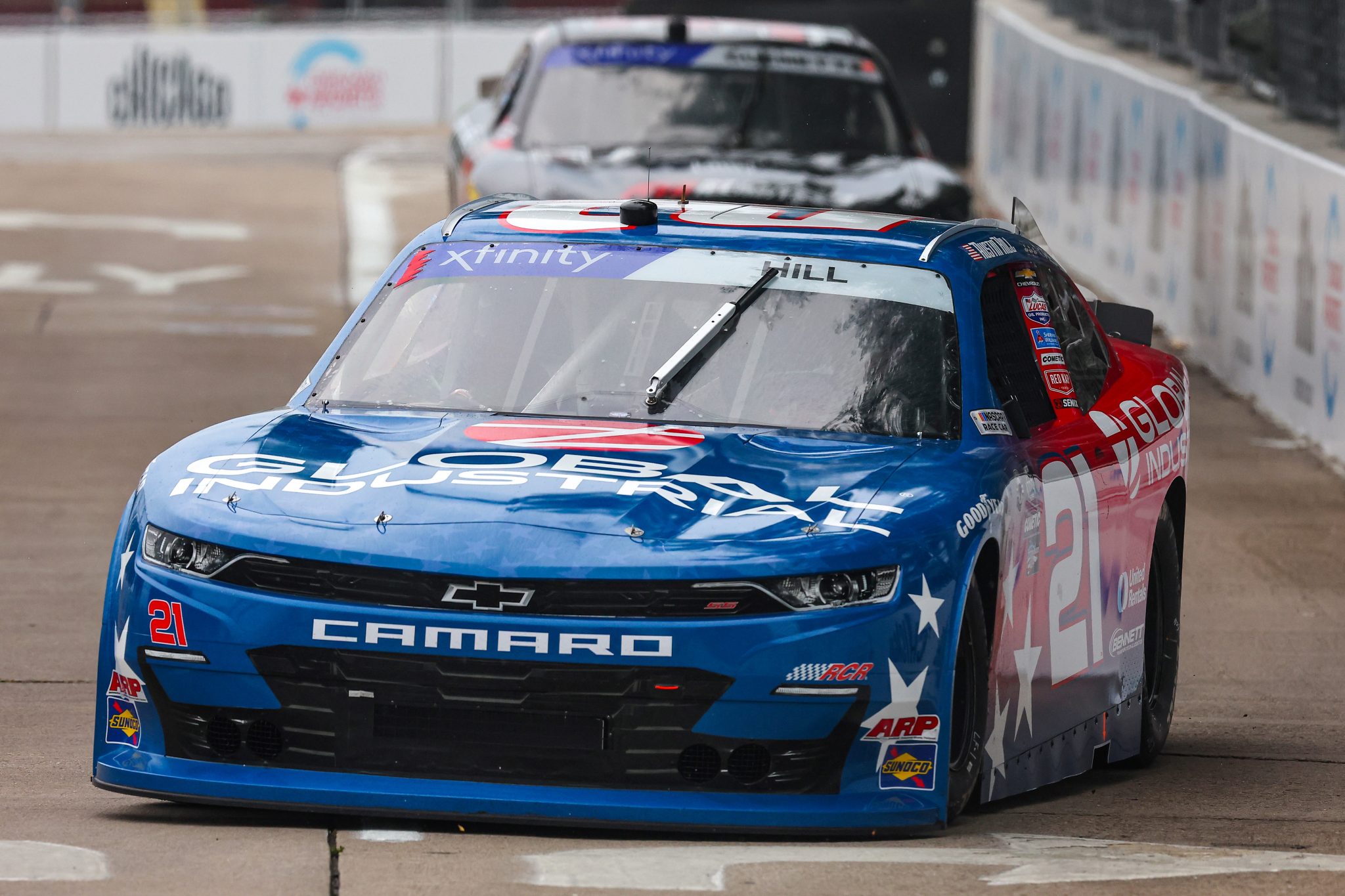 CHICAGO, ILLINOIS - JULY 01: Austin Hill, driver of the #21 Global Industrial Chevrolet, drives during practice for the NASCAR Xfinity Series The Loop 121 at the Chicago Street Course on July 01, 2023 in Chicago, Illinois. (Photo by Michael Reaves/Getty Images) | Getty Images