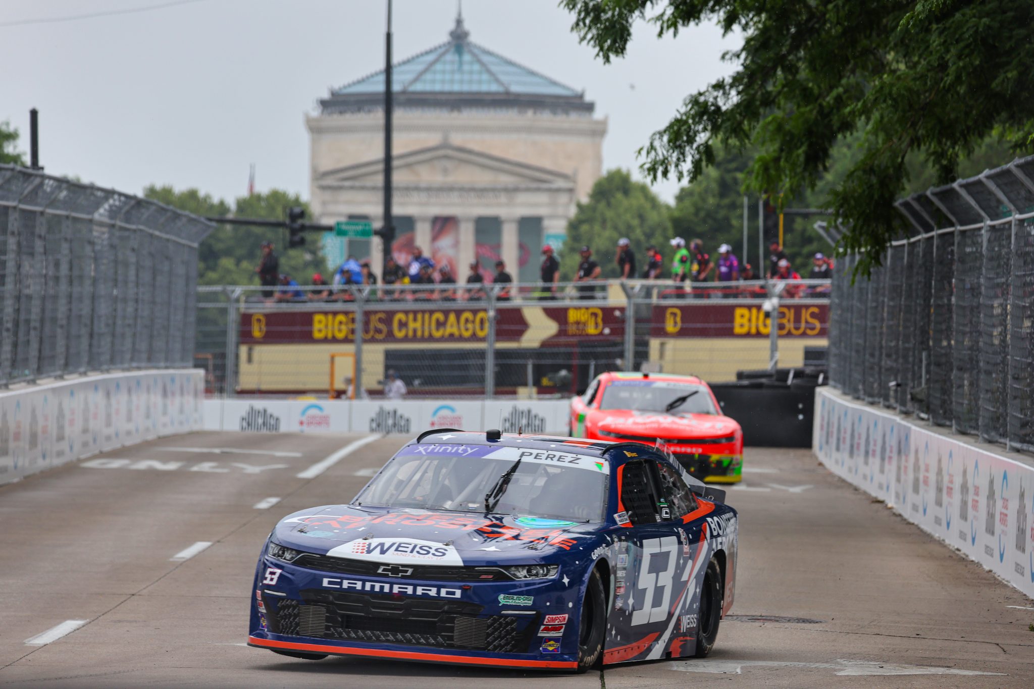 CHICAGO, ILLINOIS - JULY 01: Brad Perez, driver of the #53 Bonesteel Aerospace Chevrolet, drives during practice for the NASCAR Xfinity Series The Loop 121 at the Chicago Street Course on July 01, 2023 in Chicago, Illinois. (Photo by Michael Reaves/Getty Images) | Getty Images