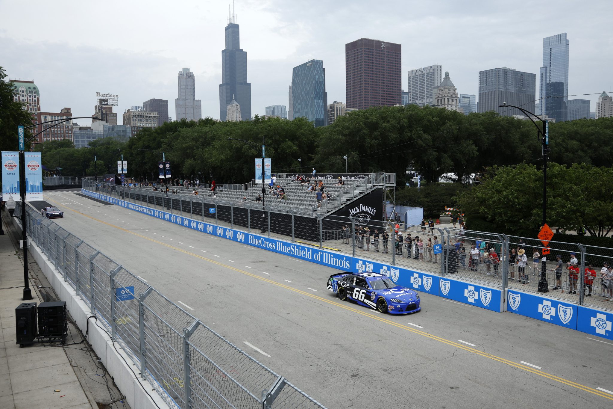 CHICAGO, ILLINOIS - JULY 01: Dexter Stacey, driver of the #66 ReCap Recovery Drink Toyota, drives during qualifying for the NASCAR Xfinity Series The Loop 121 at the Chicago Street Course on July 01, 2023 in Chicago, Illinois. (Photo by Sean Gardner/Getty Images) | Getty Images