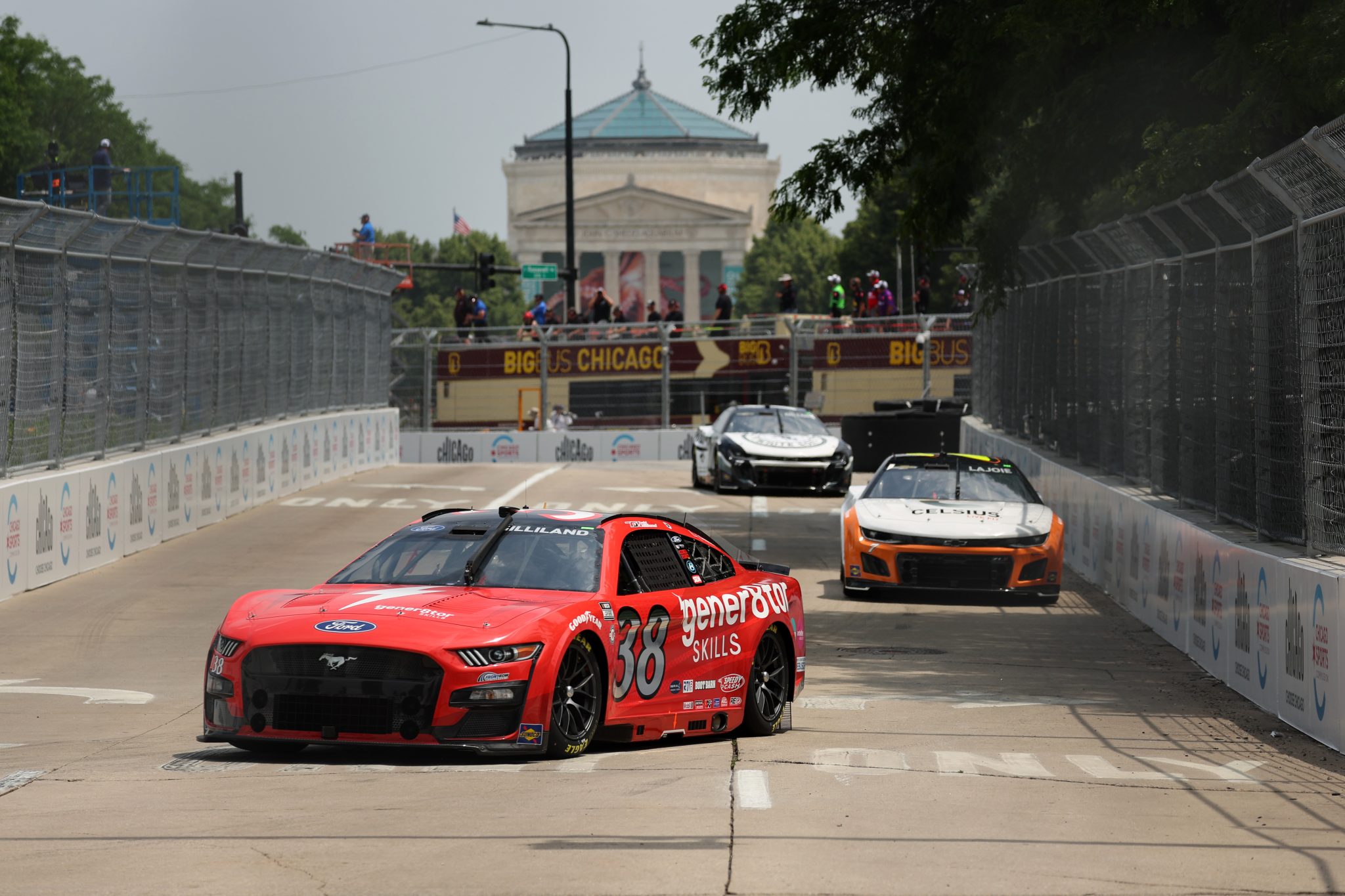 CHICAGO, ILLINOIS - JULY 01: Todd Gilliland, driver of the #38 gener8tor Skills Ford, drives during practice for the NASCAR Cup Series Grant Park 220 at the Chicago Street Course on July 01, 2023 in Chicago, Illinois. (Photo by Michael Reaves/Getty Images) | Getty Images