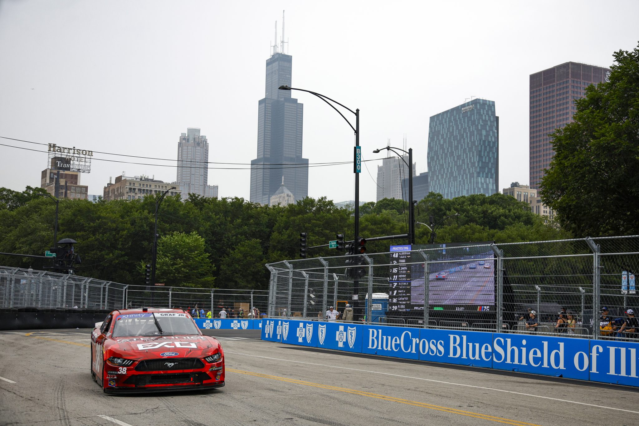 CHICAGO, ILLINOIS - JULY 01: Joe Graf Jr., driver of the #38 GTECHNIQ Ford, drives during practice for the NASCAR Xfinity Series The Loop 121 at the Chicago Street Course on July 01, 2023 in Chicago, Illinois. (Photo by Sean Gardner/Getty Images) | Getty Images