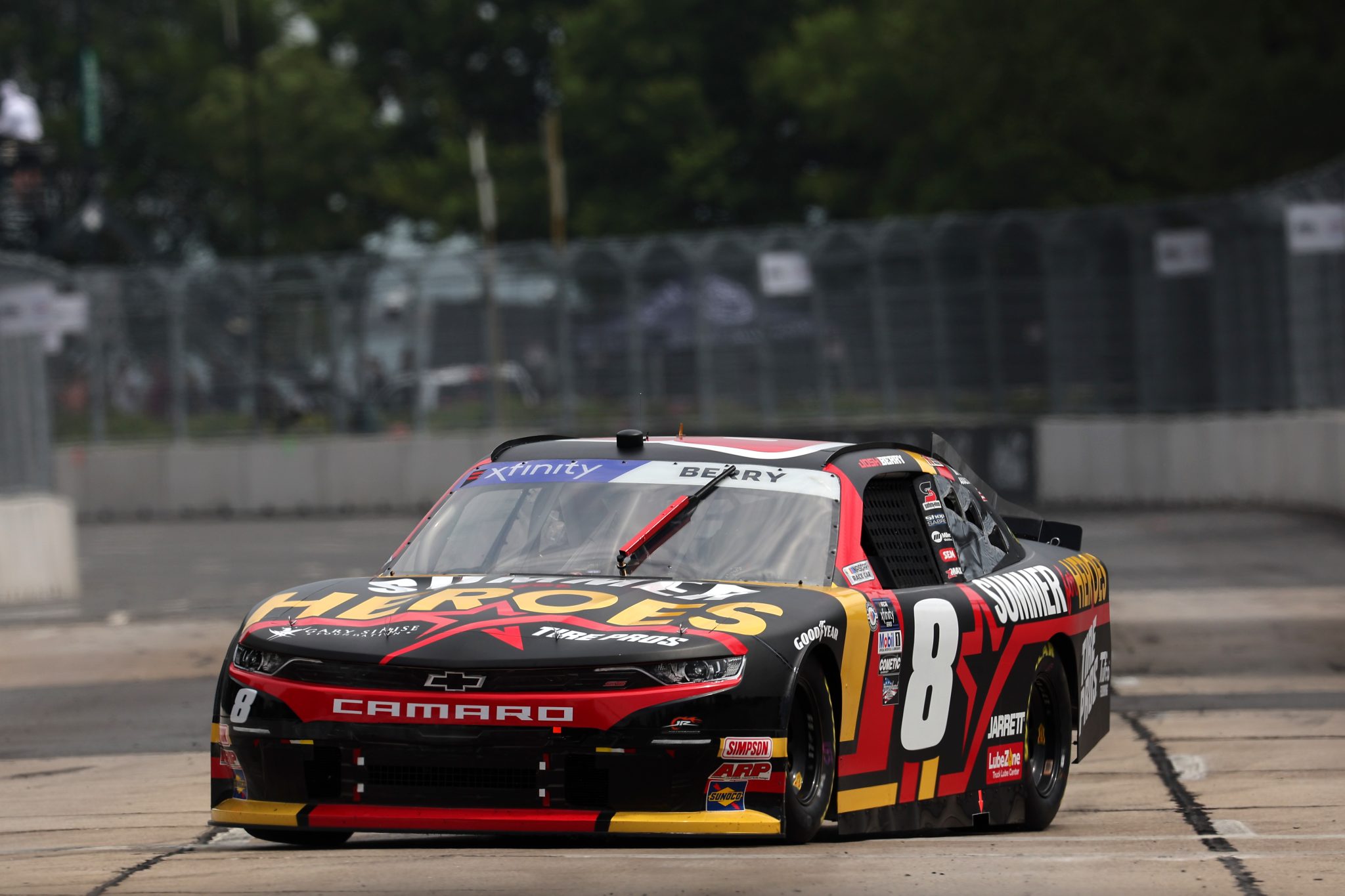 CHICAGO, ILLINOIS - JULY 01: Josh Berry, driver of the #8 Tire Pros Summer for Heroes Chevrolet, drives during qualifying for the NASCAR Xfinity Series The Loop 121 at the Chicago Street Course on July 01, 2023 in Chicago, Illinois. (Photo by Michael Reaves/Getty Images) | Getty Images