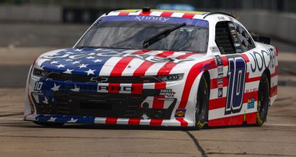 CHICAGO, ILLINOIS - JULY 01: Justin Marks, driver of the #10 Jockey Chevrolet, drives during qualifying for the NASCAR Xfinity Series The Loop 121 at the Chicago Street Course on July 01, 2023 in Chicago, Illinois. (Photo by Michael Reaves/Getty Images) | Getty Images