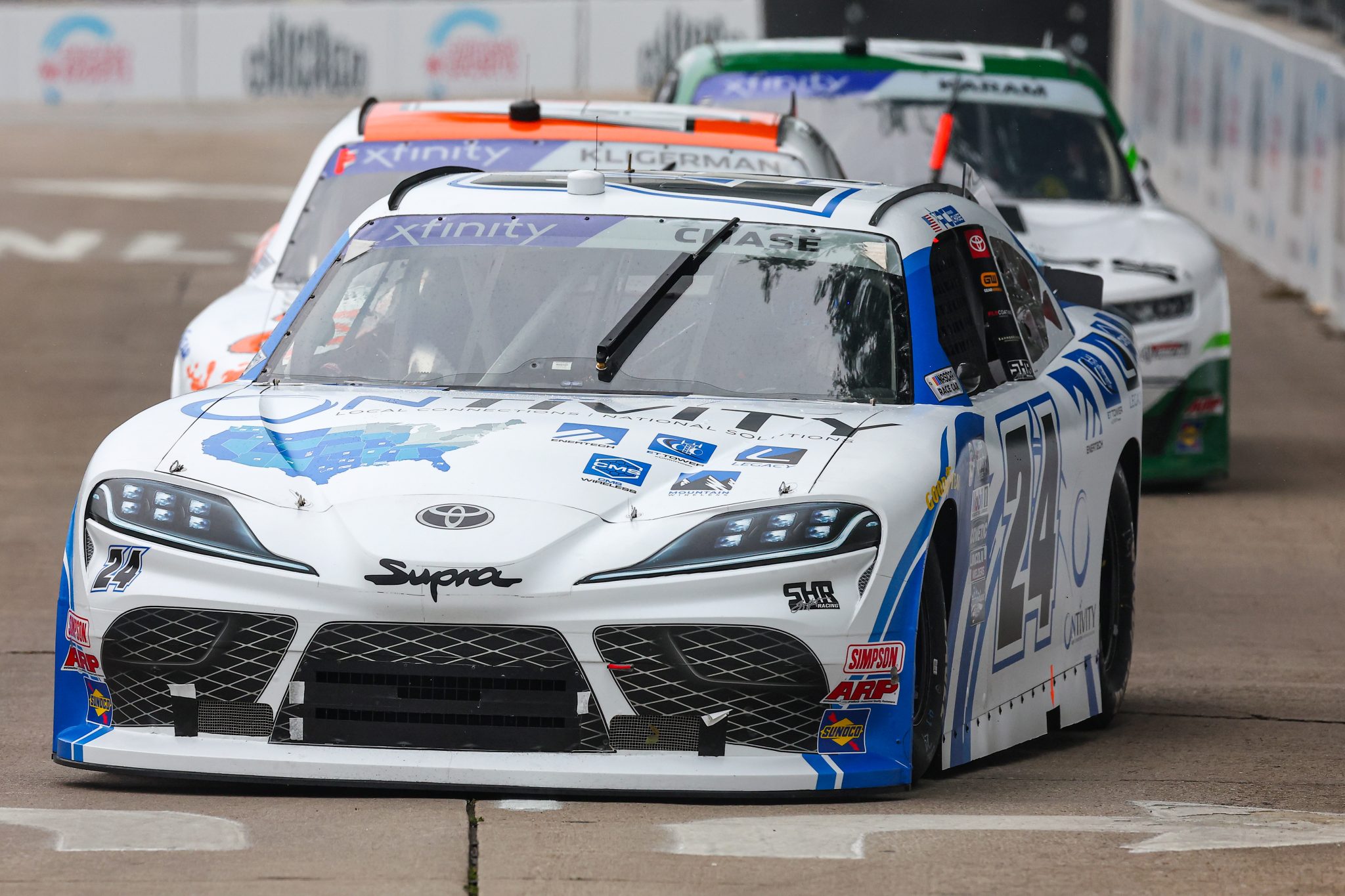 CHICAGO, ILLINOIS - JULY 01: Parker Chase, driver of the #24 Ontivity Toyota, drives during practice for the NASCAR Xfinity Series The Loop 121 at the Chicago Street Course on July 01, 2023 in Chicago, Illinois. (Photo by Michael Reaves/Getty Images) | Getty Images