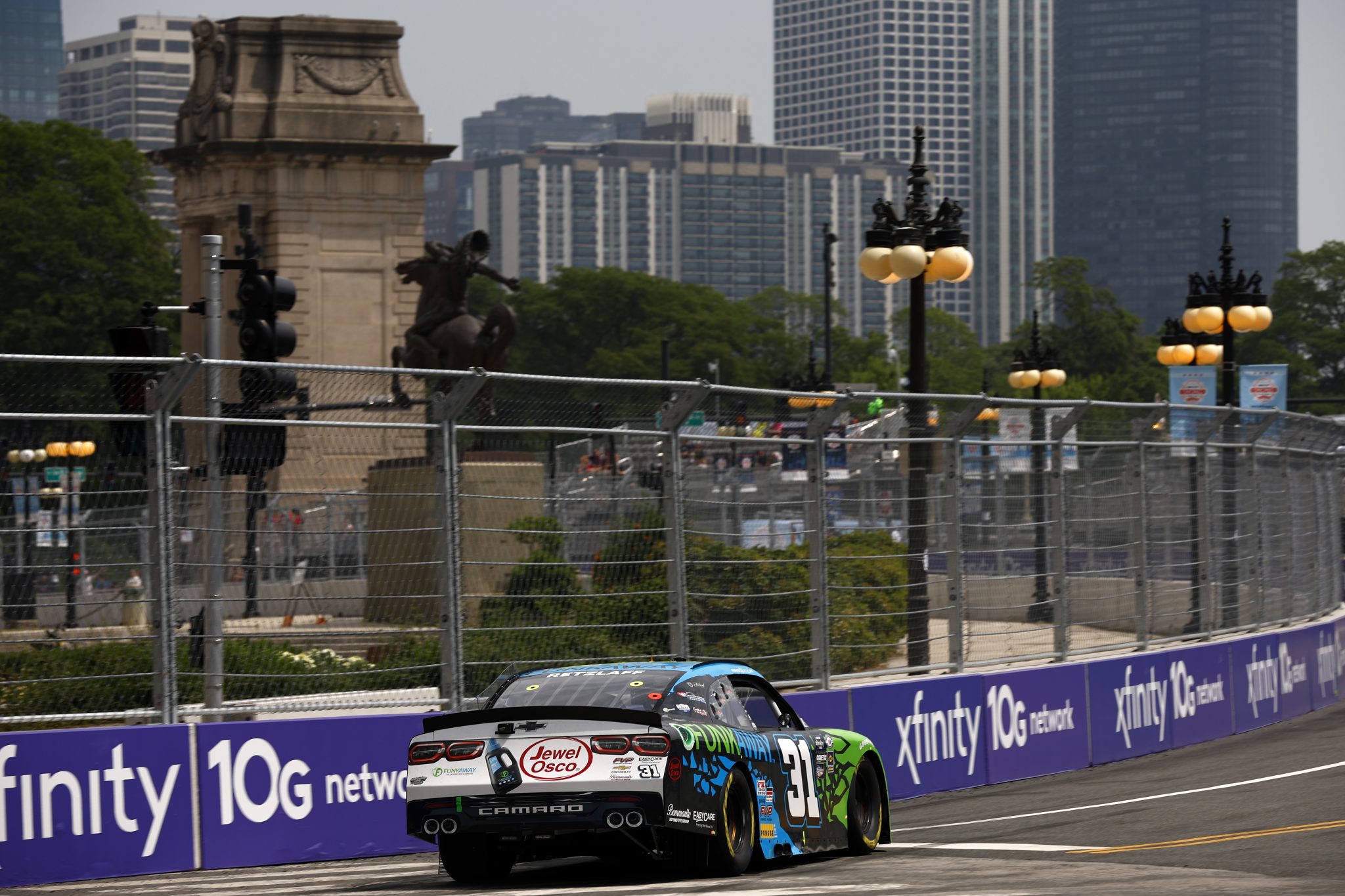 CHICAGO, ILLINOIS - JULY 01: Parker Retzlaff, driver of the #31 FunkAway Chevrolet, drives during qualifying for the NASCAR Xfinity Series The Loop 121 at the Chicago Street Course on July 01, 2023 in Chicago, Illinois. (Photo by Jared C. Tilton/Getty Images) | Getty Images