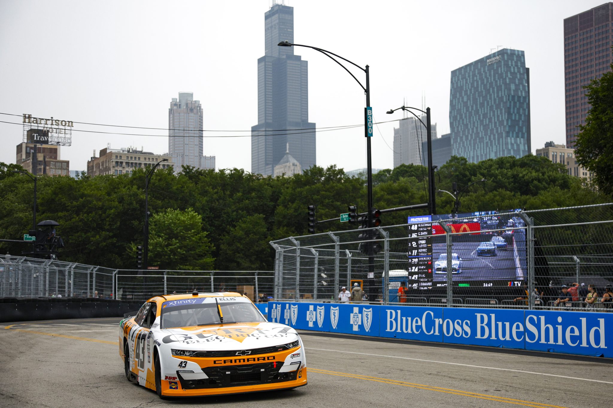 CHICAGO, ILLINOIS - JULY 01: Ryan Ellis, driver of the #43 Gurtz Electric Chevrolet, drives during practice for the NASCAR Xfinity Series The Loop 121 at the Chicago Street Course on July 01, 2023 in Chicago, Illinois. (Photo by Sean Gardner/Getty Images) | Getty Images