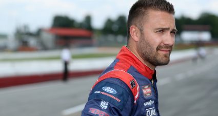 LEXINGTON, OHIO - JULY 07: Ty Majeski, driver of the #98 Cincinnati/Curb Records Ford, waits on the grid during practice for the NASCAR Craftsman Truck Series O'Reilly Auto Parts 150 at Mid-Ohio Sports Car Course on July 07, 2023 in Lexington, Ohio. (Photo by Meg Oliphant/Getty Images) | Getty Images