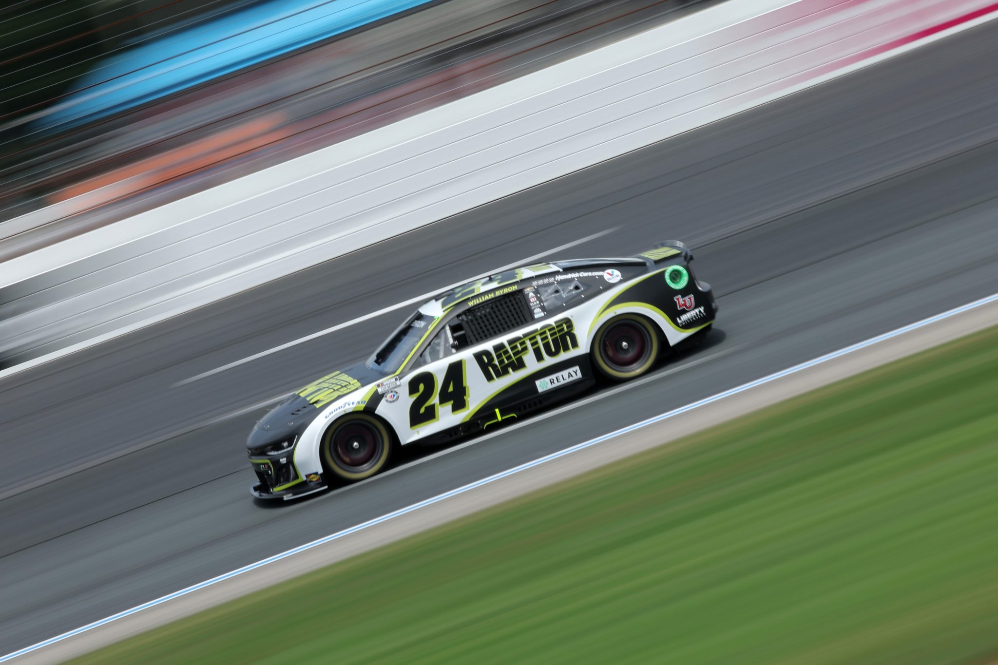 LOUDON, NEW HAMPSHIRE - JULY 15: William Byron, driver of the #24 RaptorTough.com Chevrolet, drives during qualifying for the NASCAR Cup Series Crayon 301 at New Hampshire Motor Speedway on July 15, 2023 in Loudon, New Hampshire. (Photo by Jonathan Bachman/Getty Images) | Getty Images