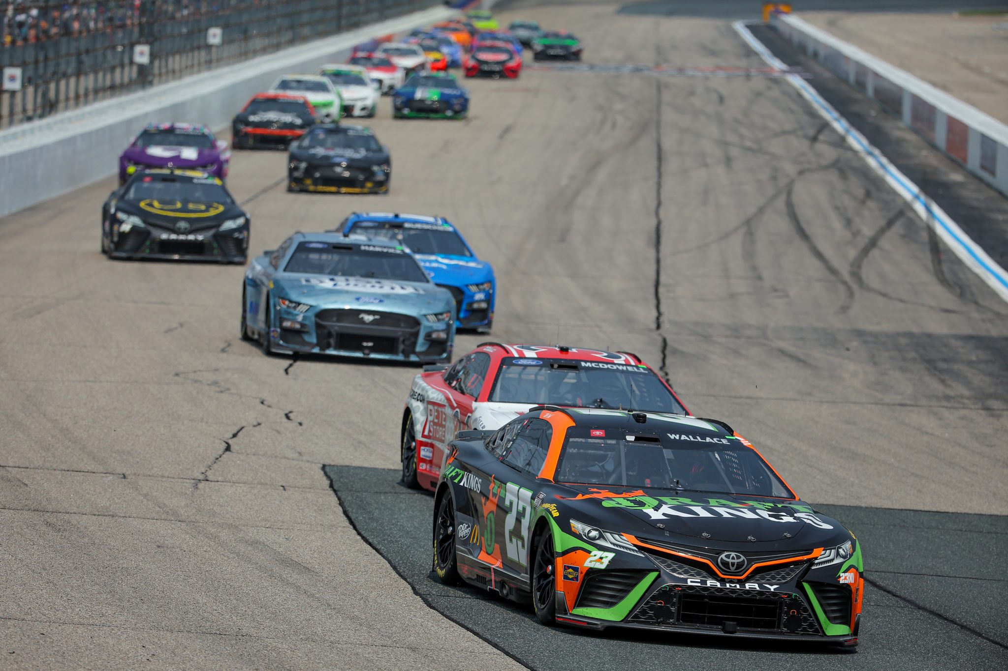 LOUDON, NEW HAMPSHIRE - JULY 17: Bubba Wallace, driver of the #23 Draft Kings Toyota, drives during the NASCAR Cup Series Crayon 301 at New Hampshire Motor Speedway on July 17, 2023 in Loudon, New Hampshire. (Photo by Jonathan Bachman/Getty Images) | Getty Images