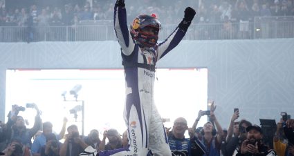 CHICAGO, ILLINOIS - JULY 02: Shane Van Gisbergen, driver of the #91 Enhance Health Chevrolet, celebrates after winning the NASCAR Cup Series Grant Park 220 at the Chicago Street Course on July 02, 2023 in Chicago, Illinois. (Photo by Sean Gardner/Getty Images) | Getty Images