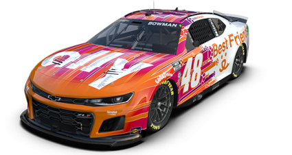 Alex Bowman’s 2023 #48 Ally / Best Friends Animal Society Chevrolet paint scheme.