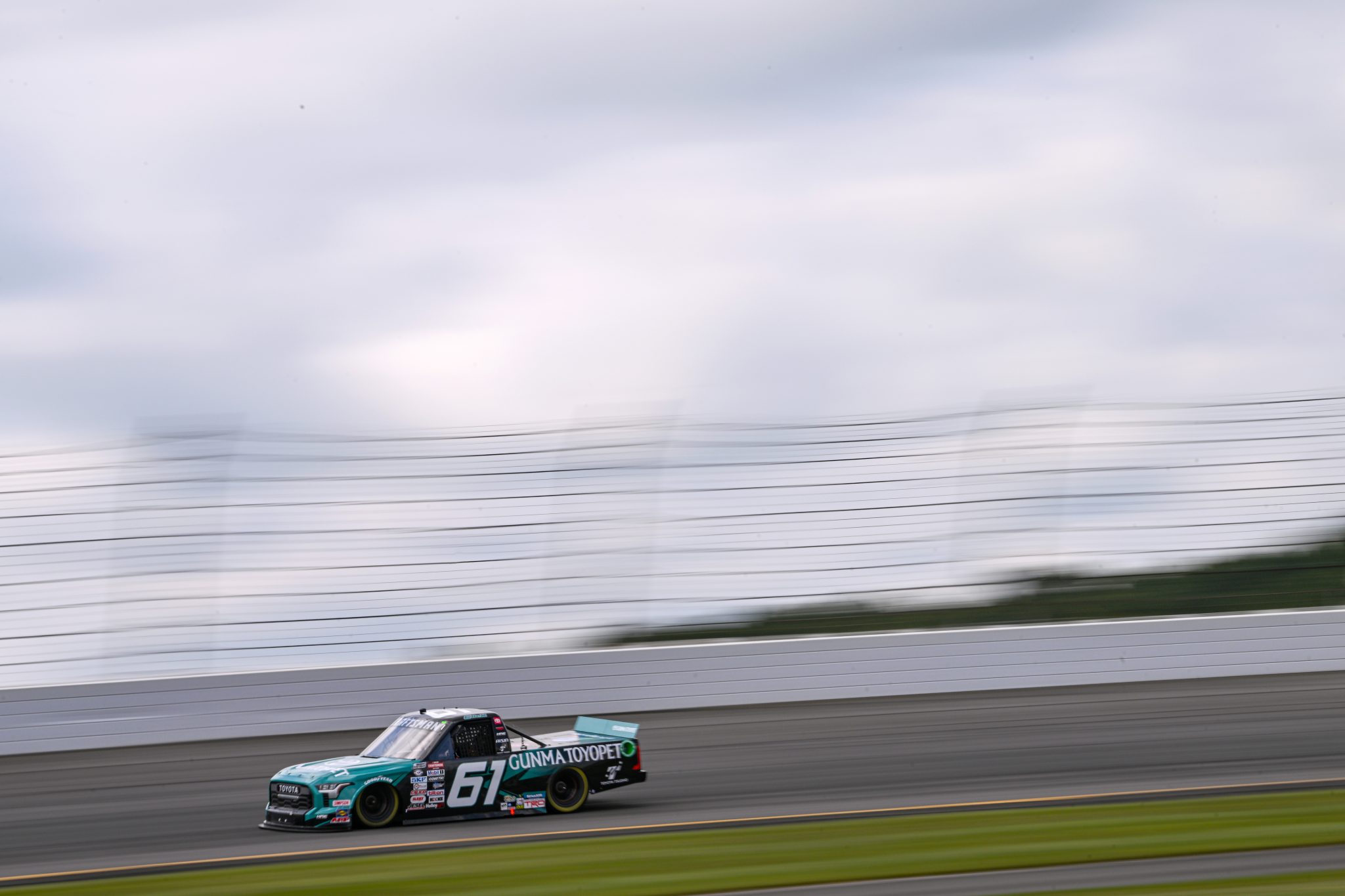LONG POND, PENNSYLVANIA - JULY 21: Christopher Bell, driver of the #61 Gunma Toyopet Toyota, drives during practice for the NASCAR Craftsman Truck Series CRC Brakleen 150 at Pocono Raceway on July 21, 2023 in Long Pond, Pennsylvania. (Photo by Logan Riely/Getty Images) | Getty Images