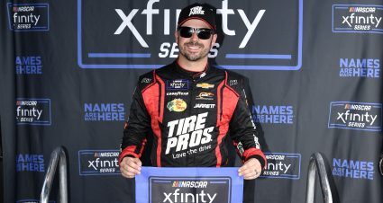 LONG POND, PENNSYLVANIA - JULY 21: Josh Berry, driver of the #8 Tire Pros Love the Drive Chevrolet, poses for photos after winning the pole award during qualifying for the NASCAR Xfinity Series Pocono 225 at Pocono Raceway on July 21, 2023 in Long Pond, Pennsylvania. (Photo by Logan Riely/Getty Images) | Getty Images
