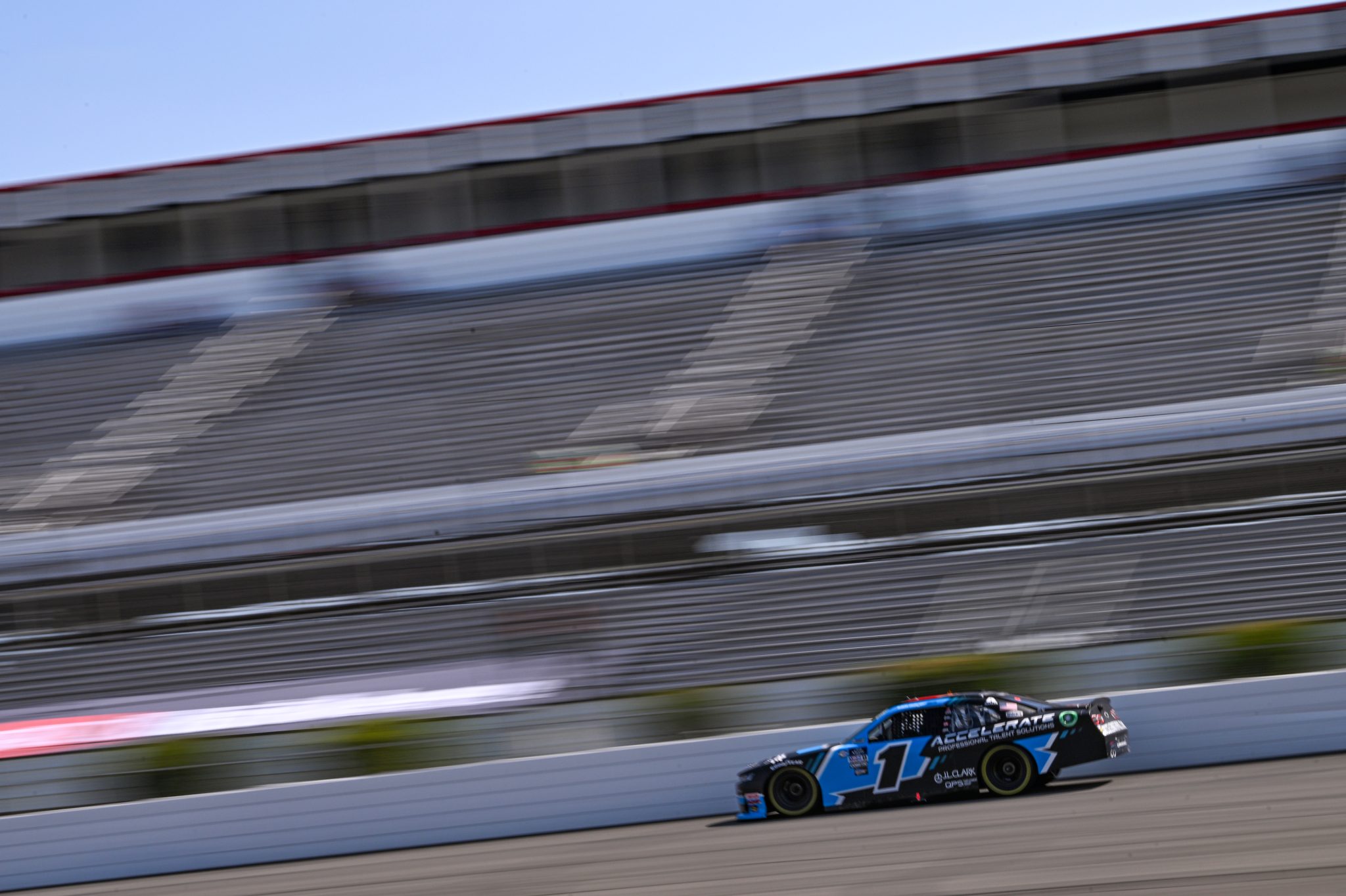 LONG POND, PENNSYLVANIA - JULY 21: Sam Mayer, driver of the #1 Accelerate Pros Talent Chevrolet, drives during practice for the NASCAR Xfinity Series Pocono 225 at Pocono Raceway on July 21, 2023 in Long Pond, Pennsylvania. (Photo by Logan Riely/Getty Images) | Getty Images